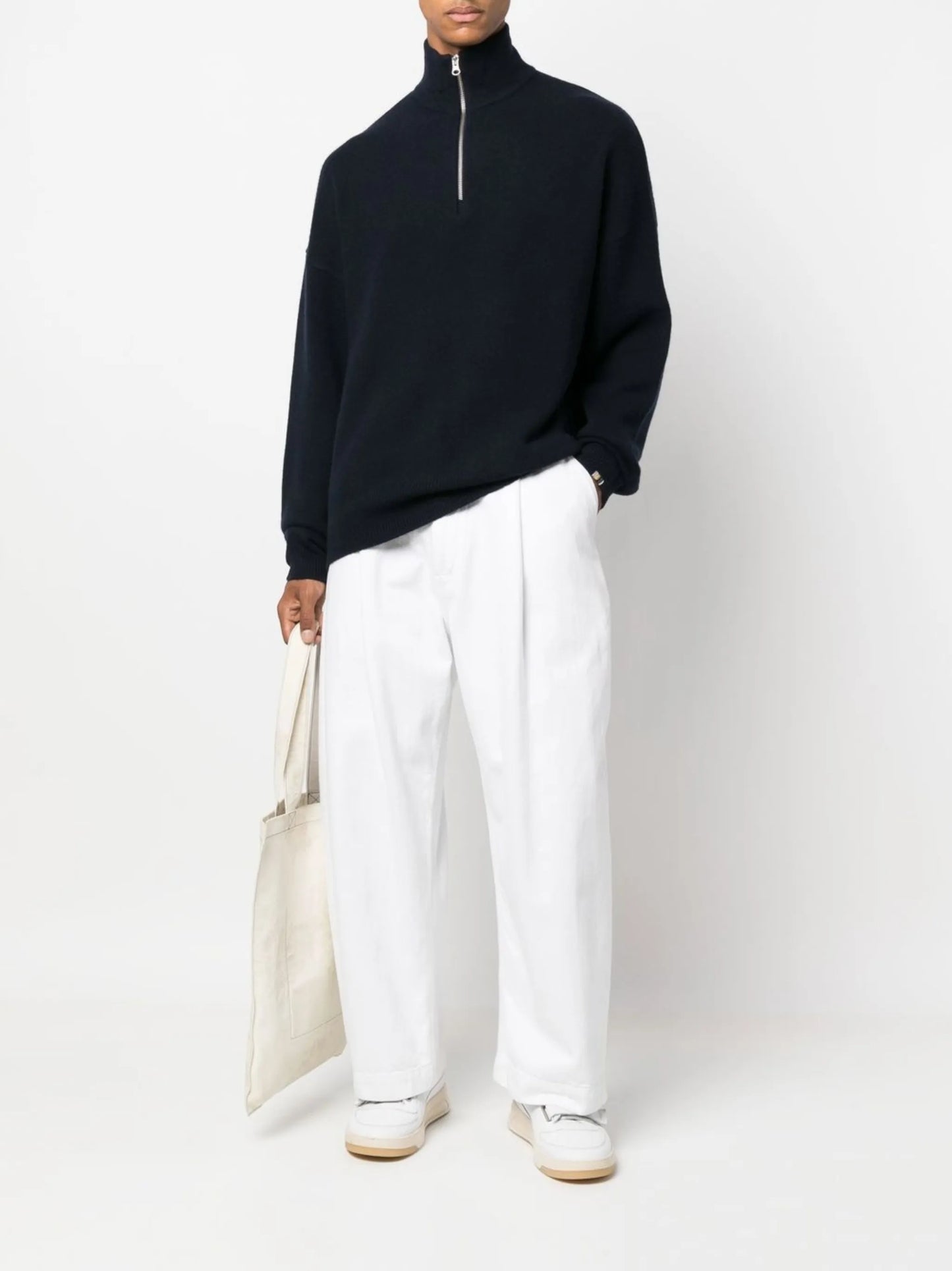 high-neck zipped jumper