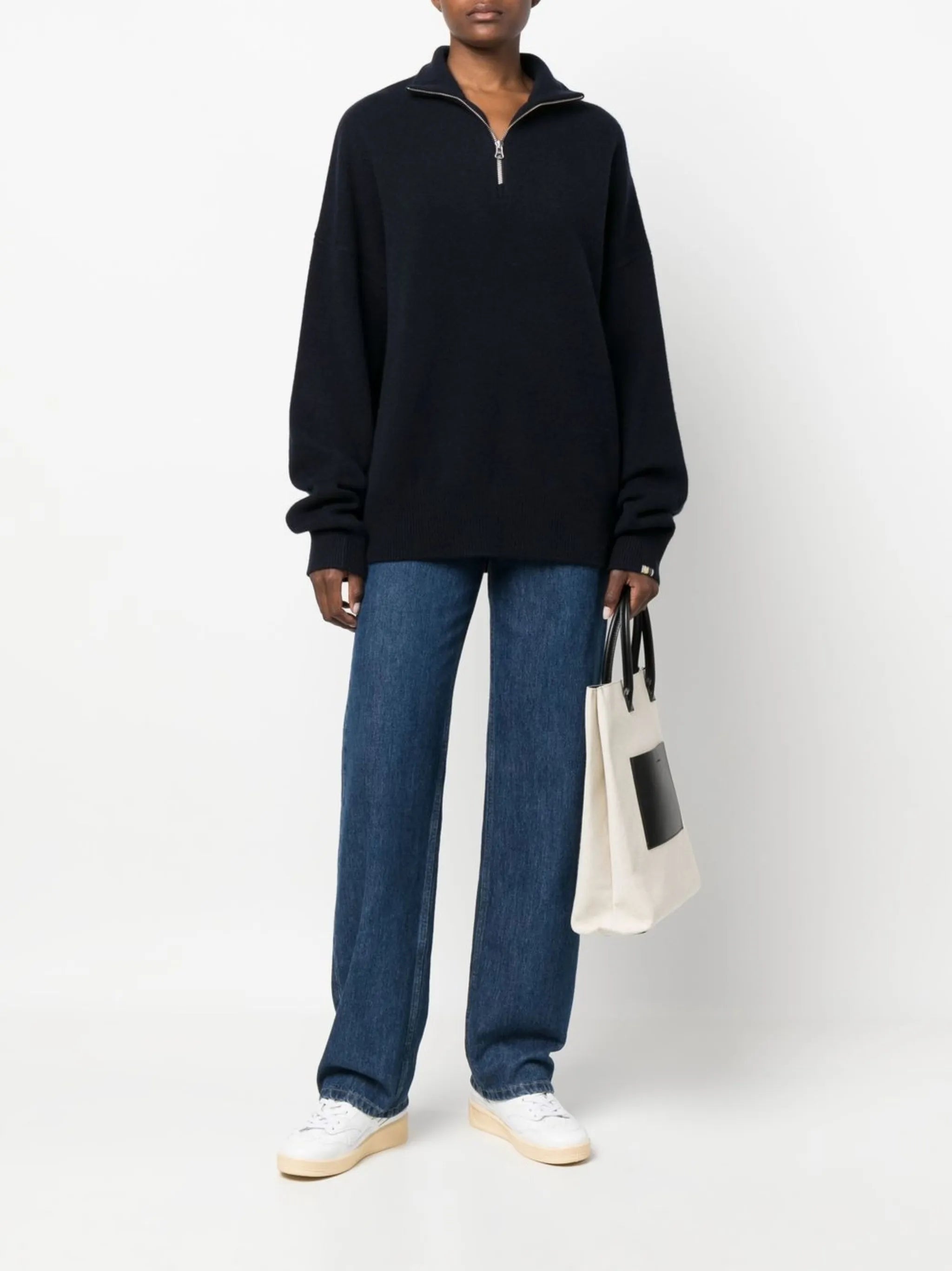high-neck zipped jumper