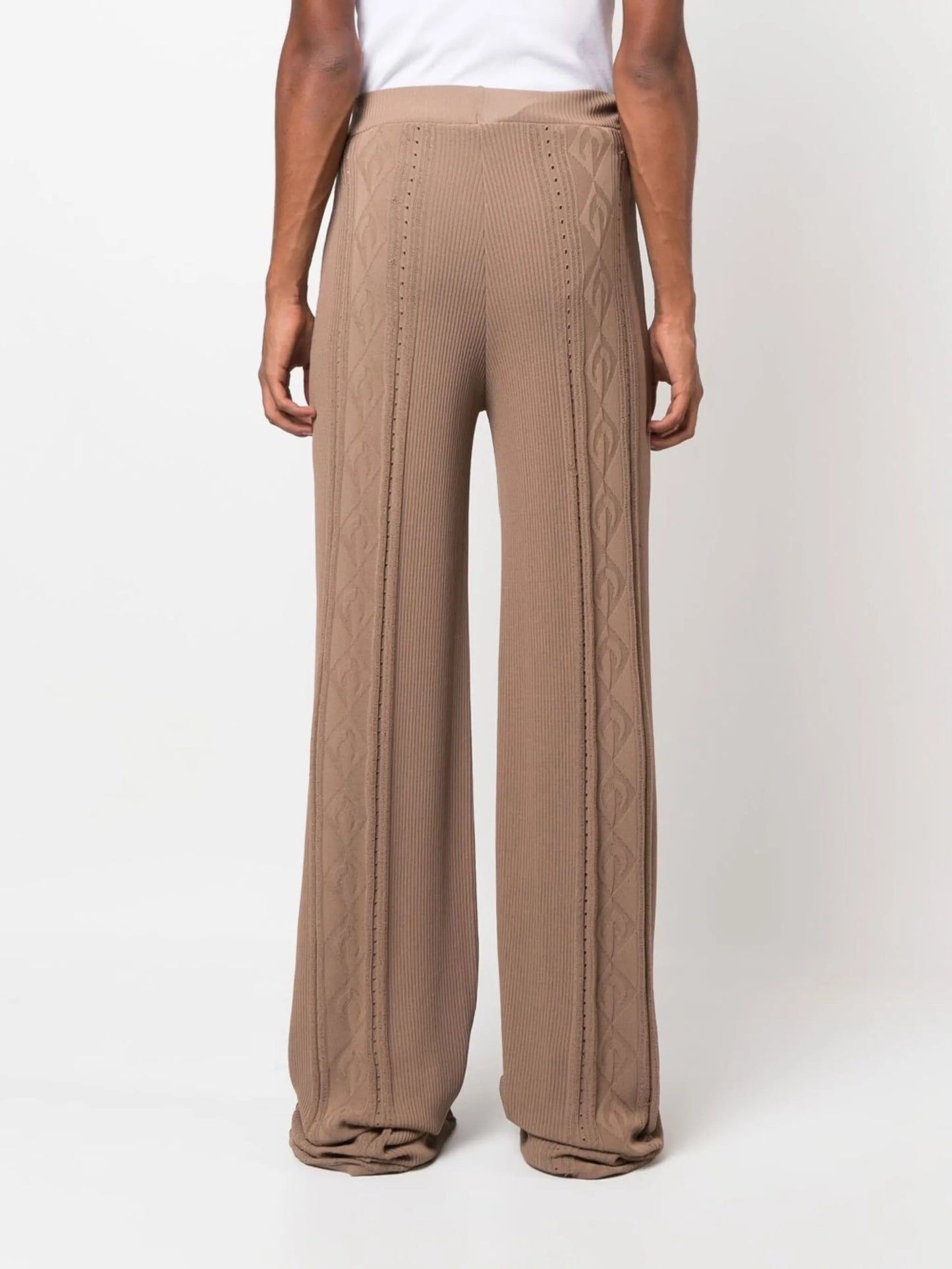 Neutral Pointelle Knit Trousers