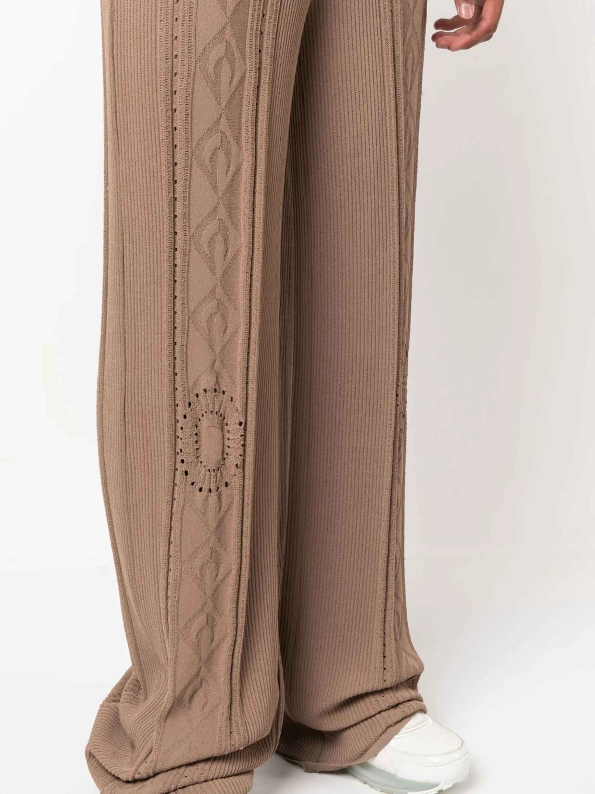 Neutral Pointelle Knit Trousers