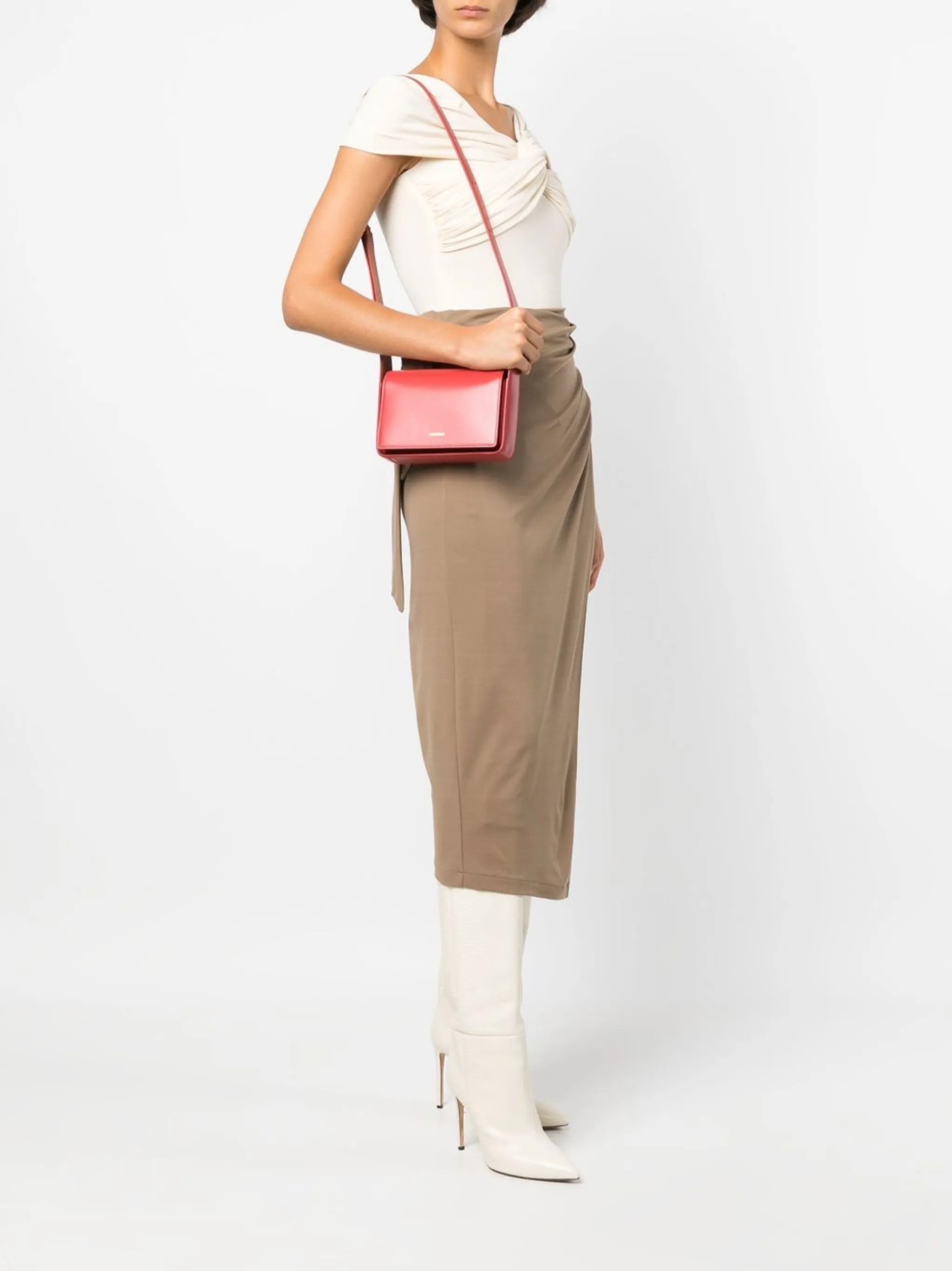 logo-stamp leather shoulder bag