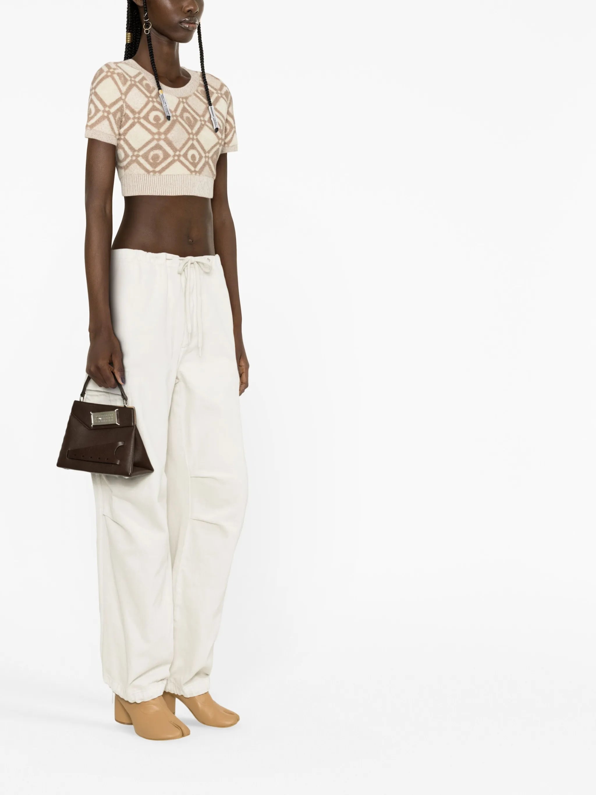 Moon Diamant-jacquard crop top