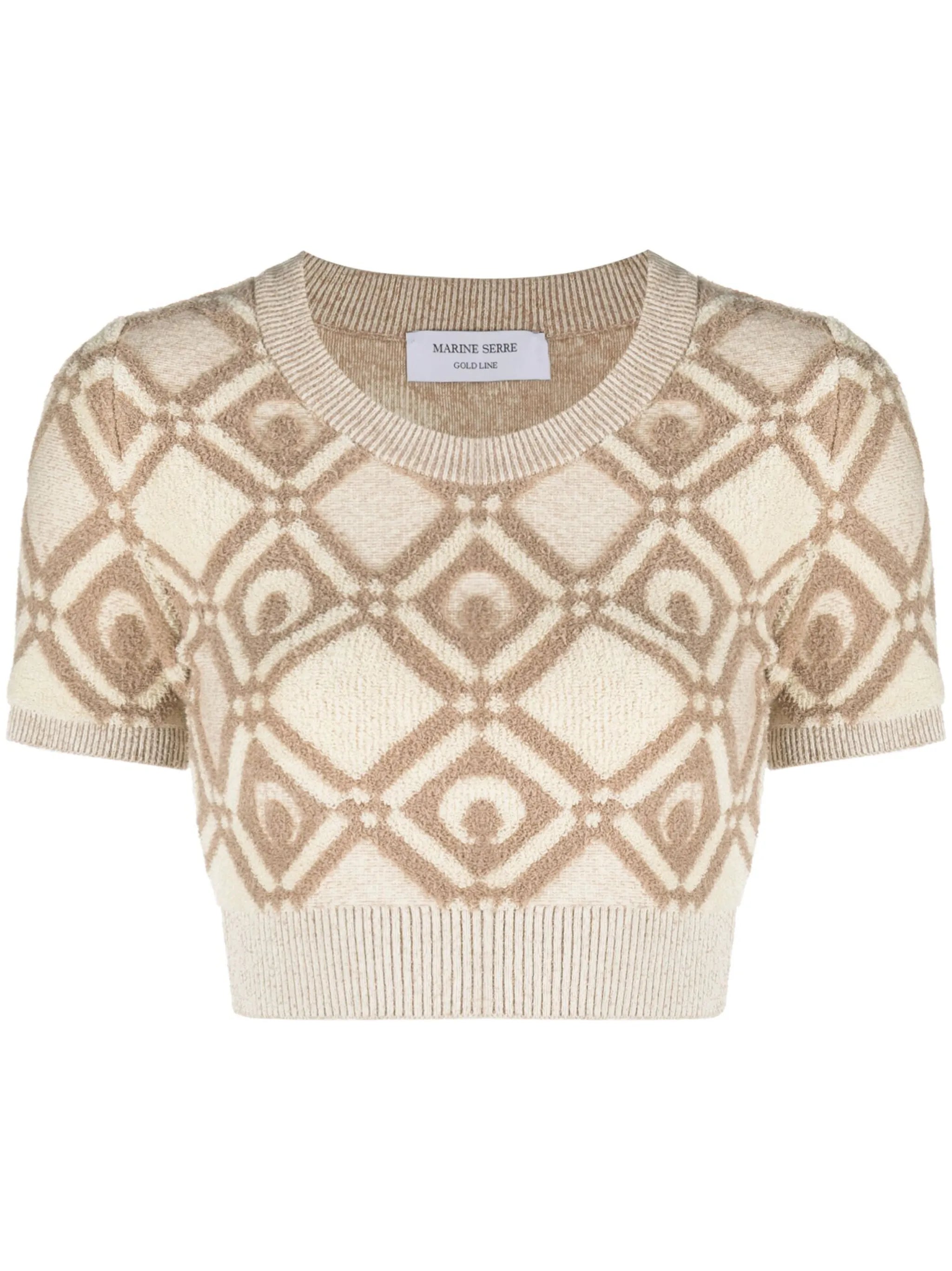 Moon Diamant-jacquard crop top