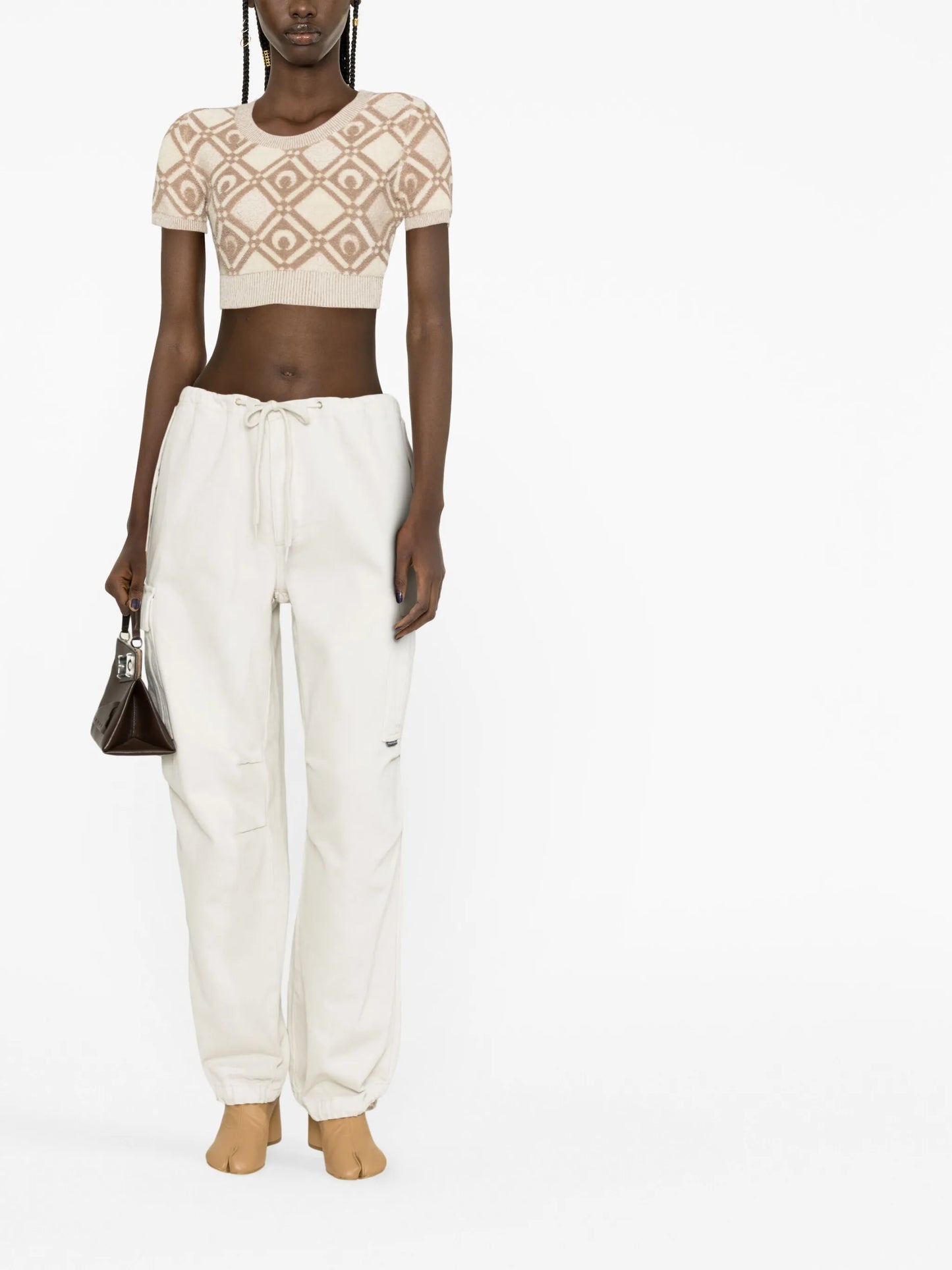 Moon Diamant-jacquard crop top