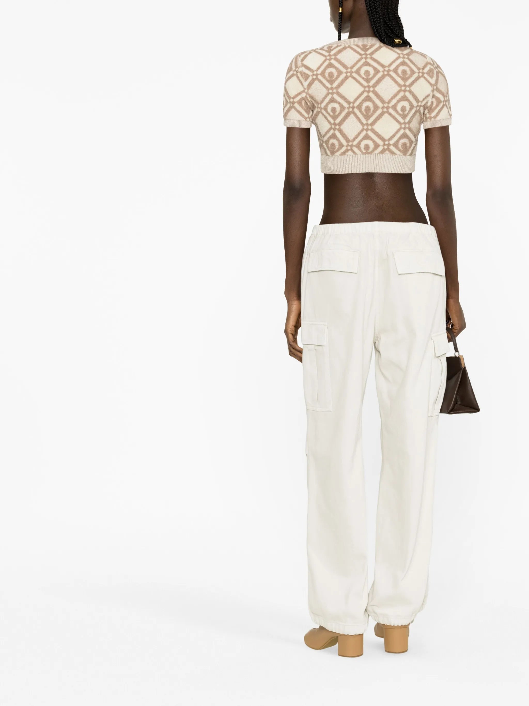 Moon Diamant-jacquard crop top