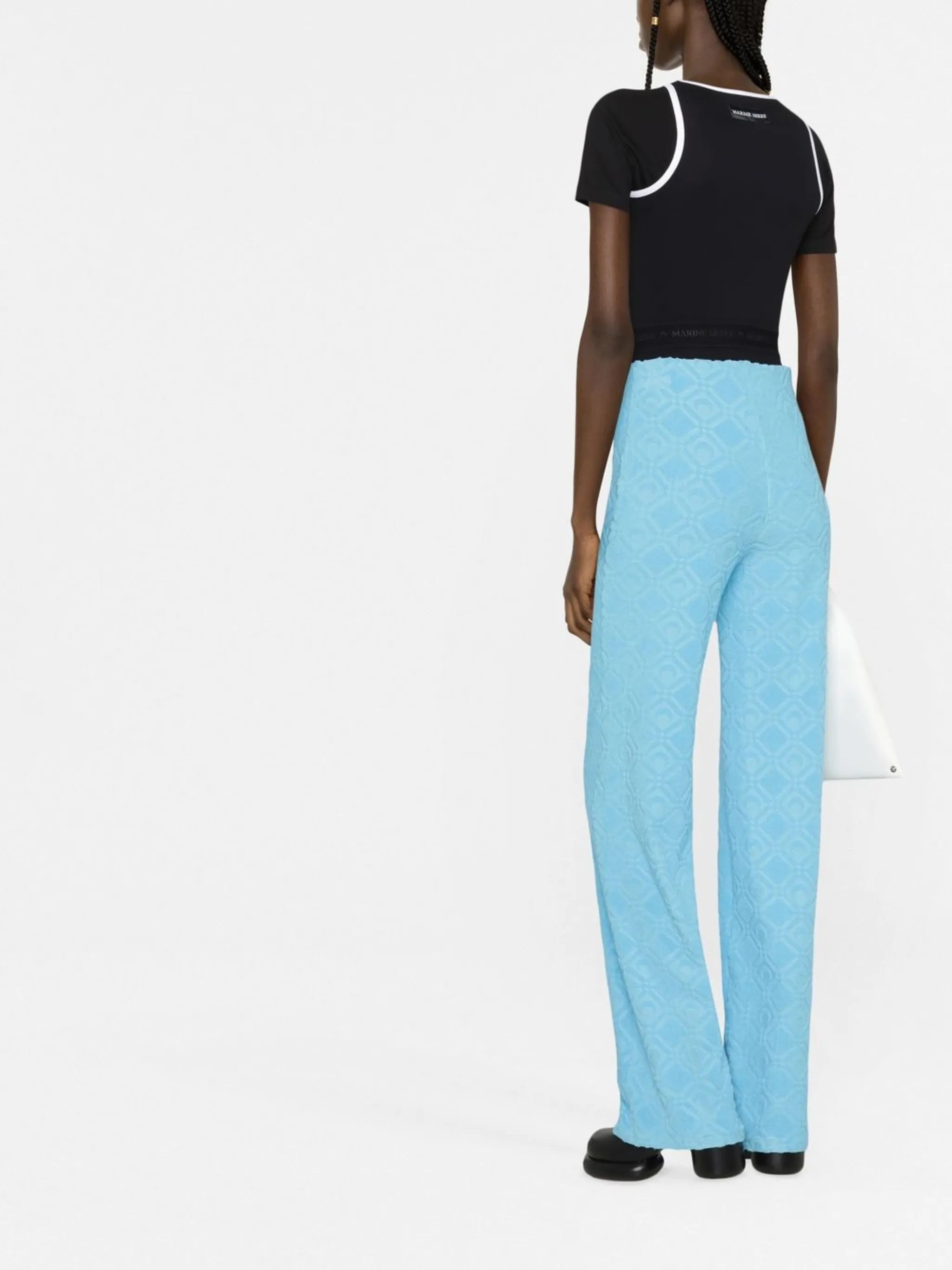 logo-print detail trimmed bodysuit