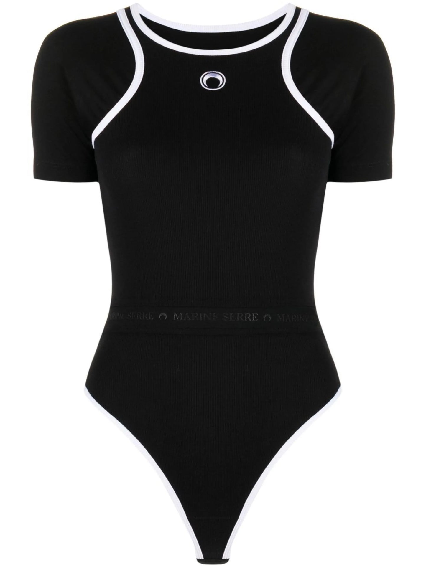 logo-print detail trimmed bodysuit