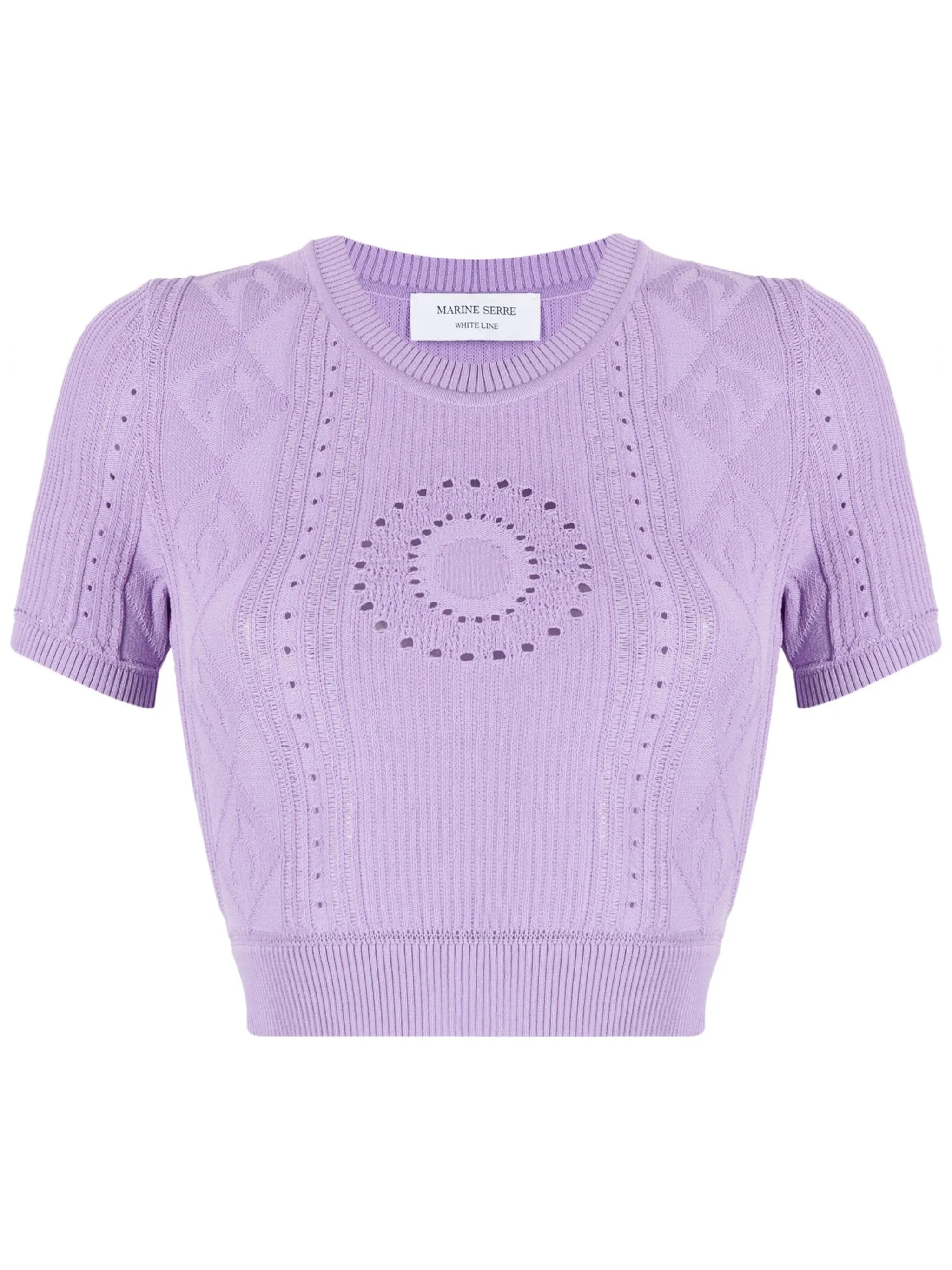 pointelle-knit crop top