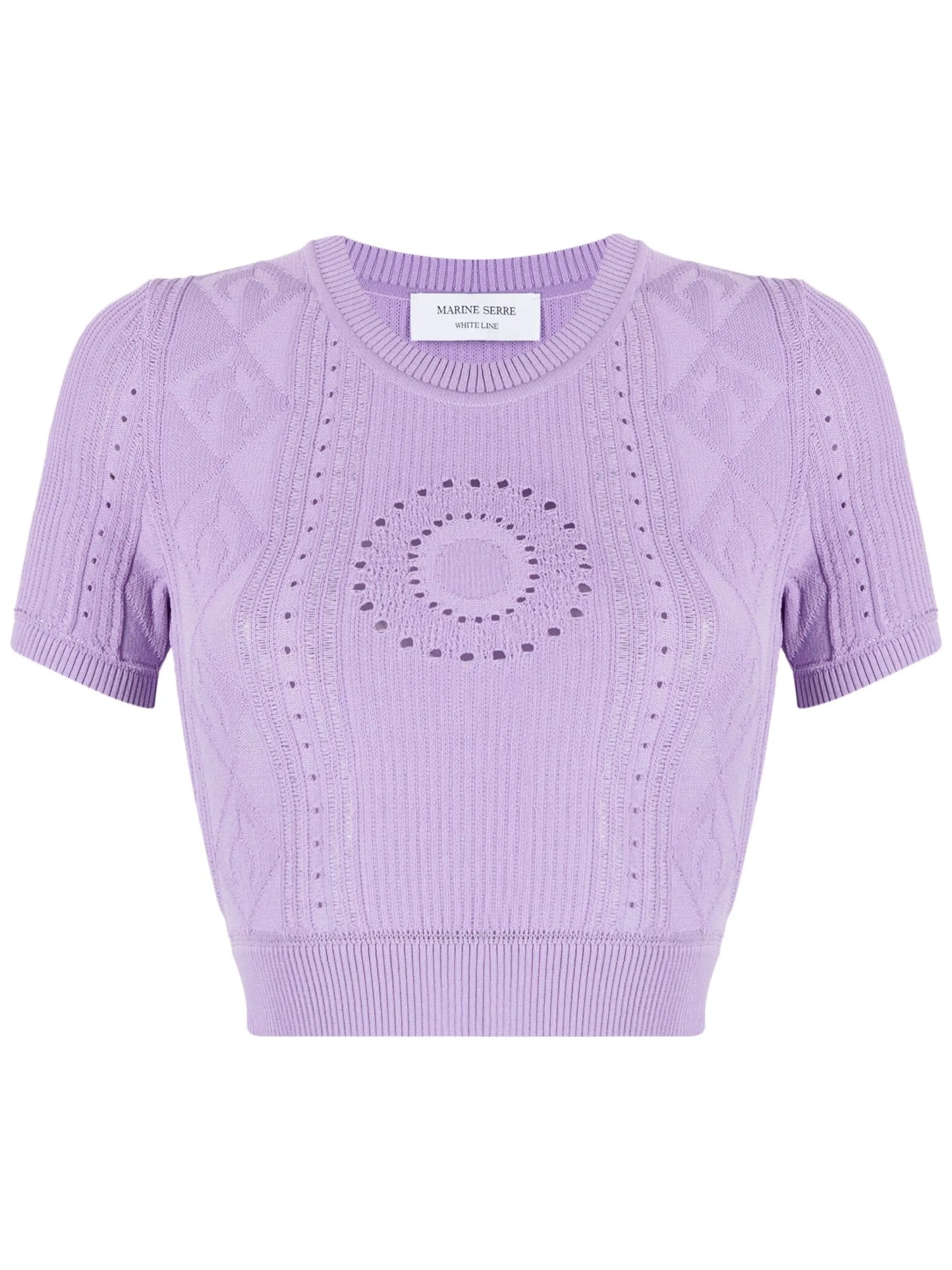 pointelle-knit crop top