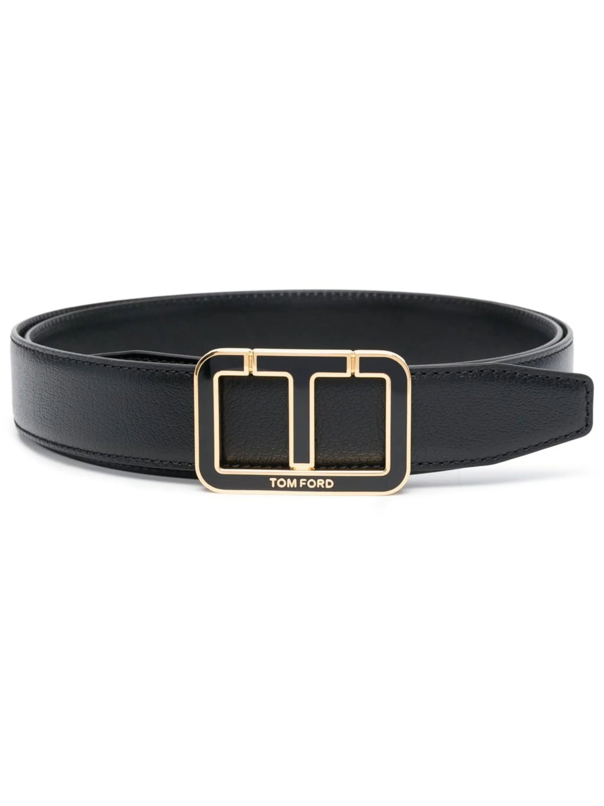logo-buckle leather belt