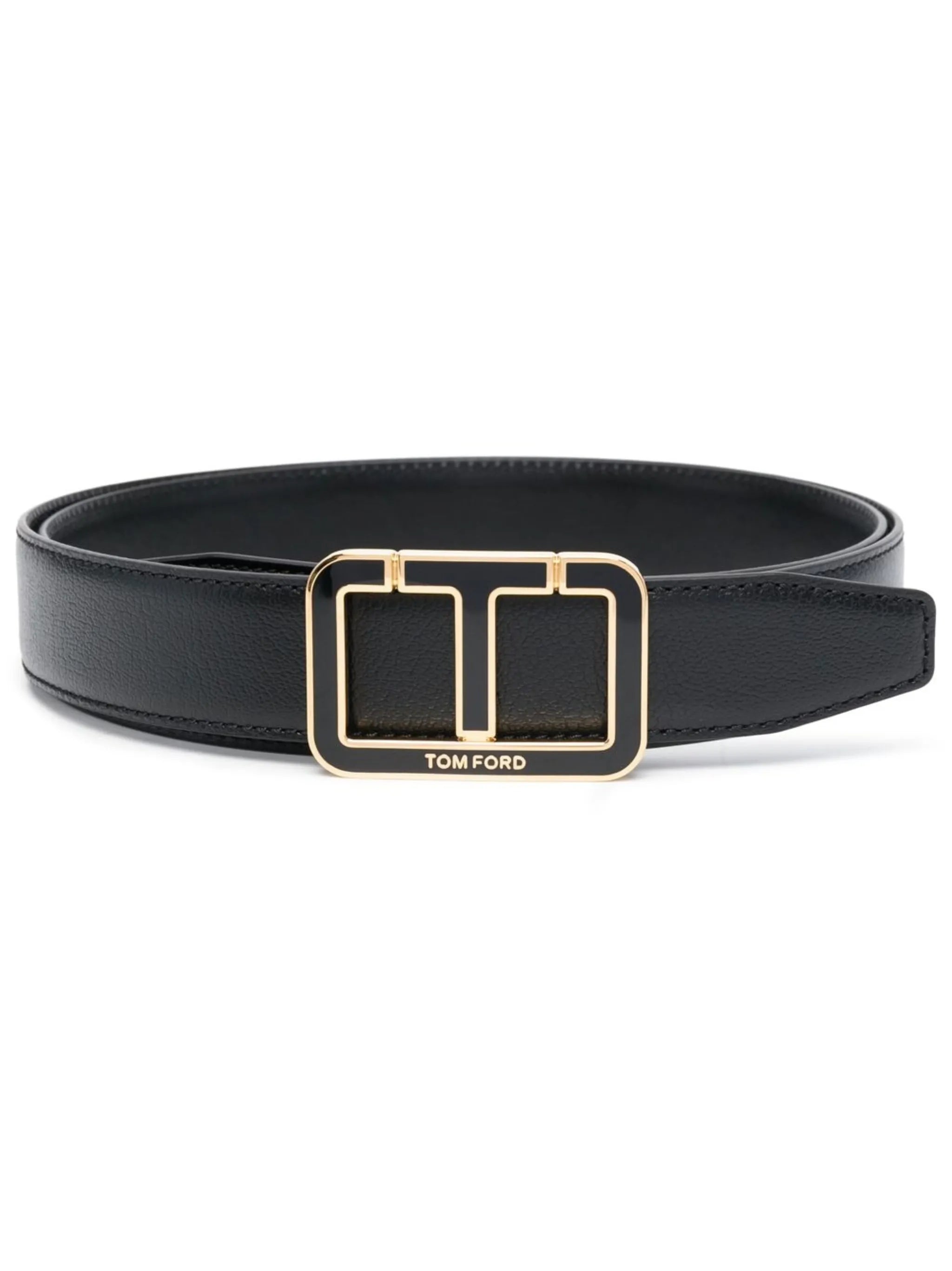 logo-buckle leather belt