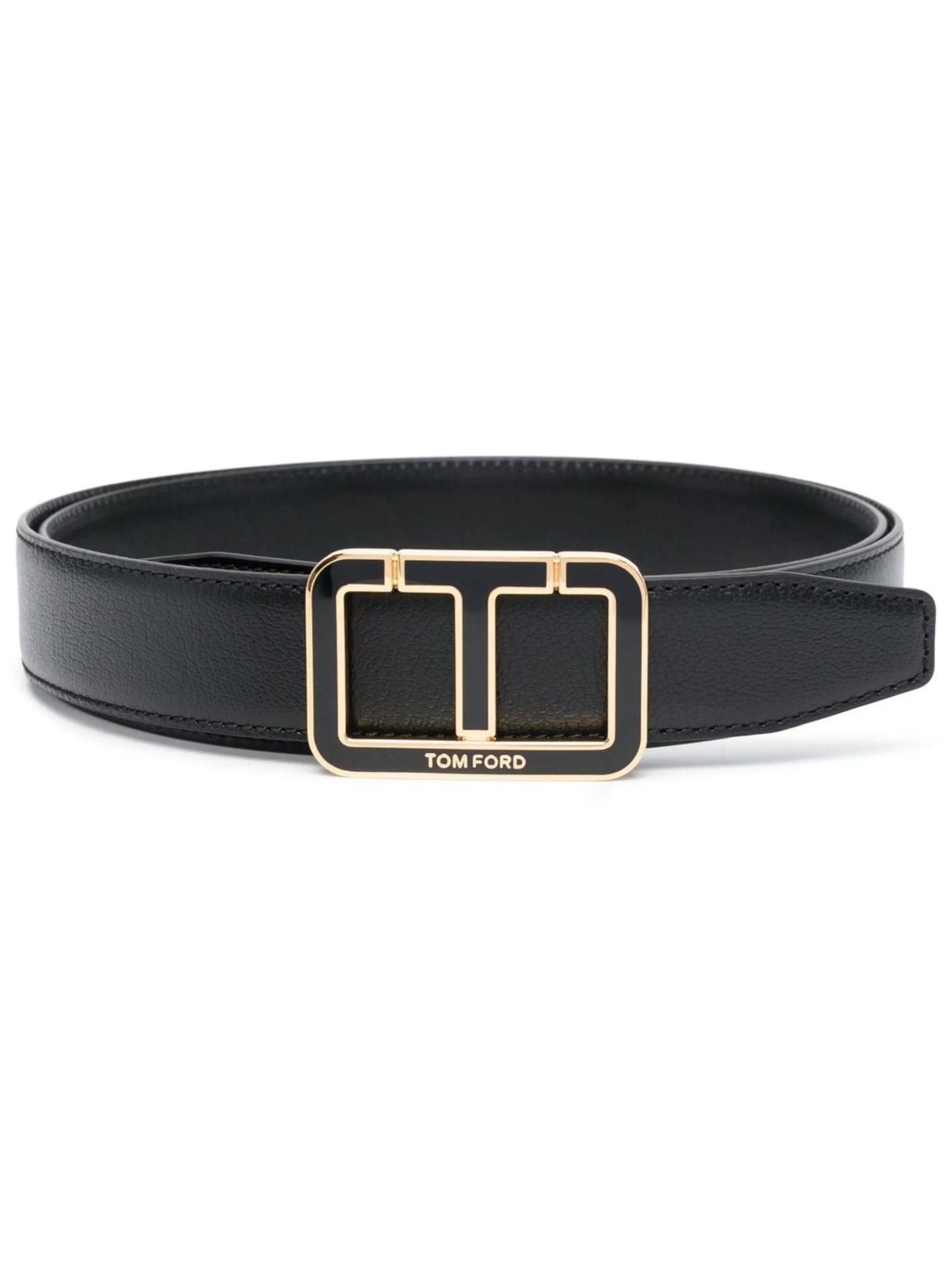 logo-buckle leather belt