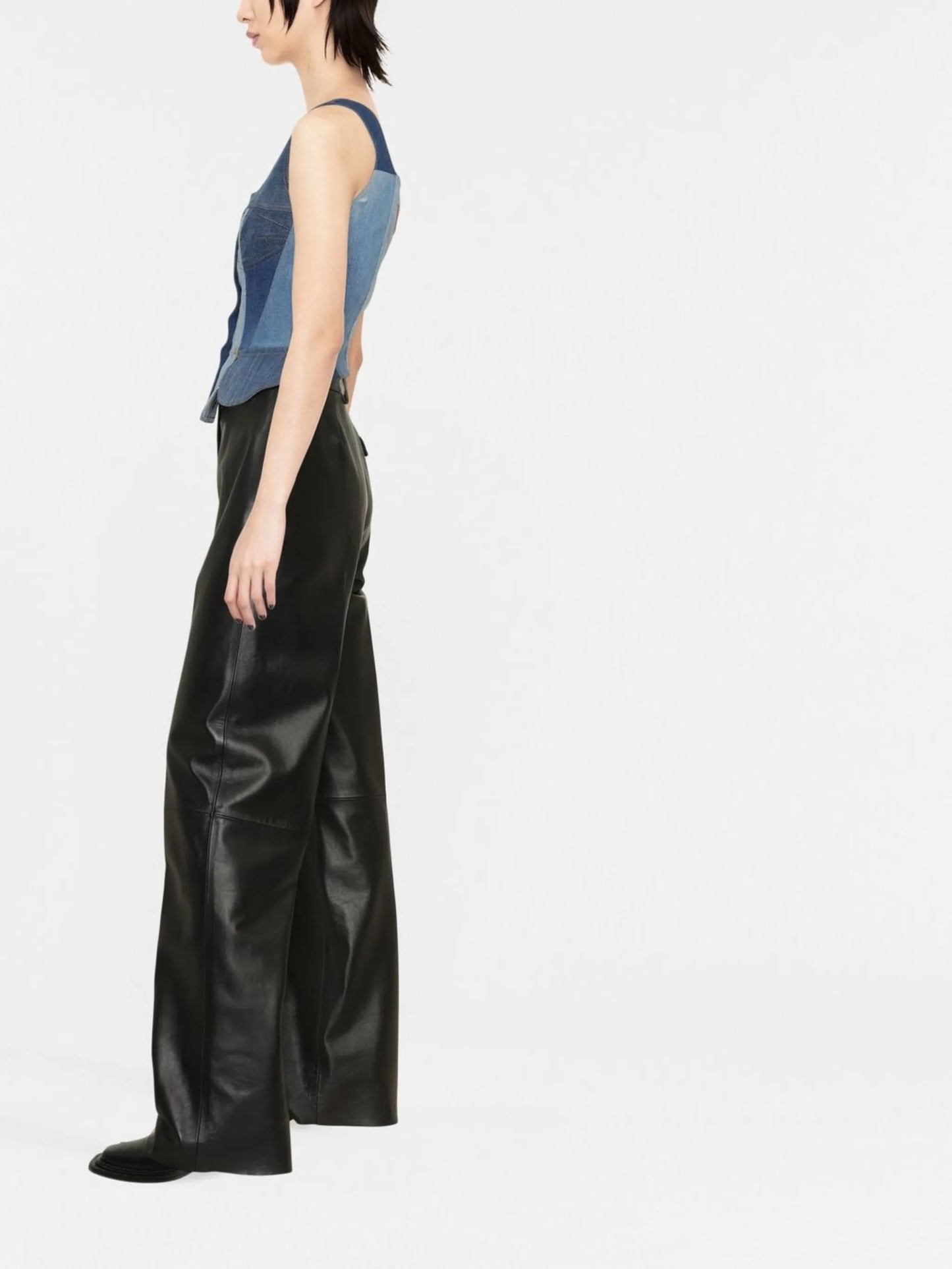 regenerated denim bustier top