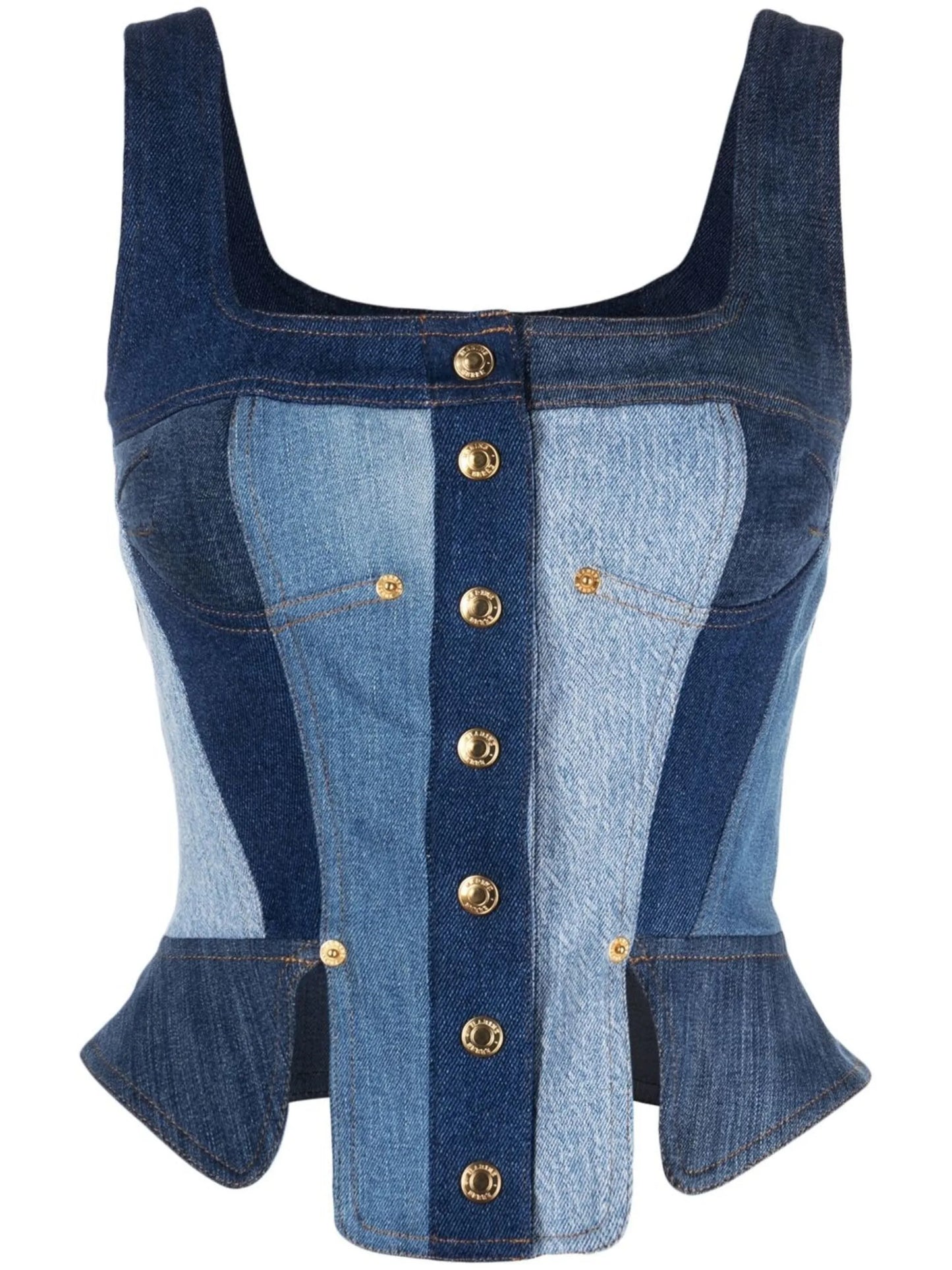 regenerated denim bustier top