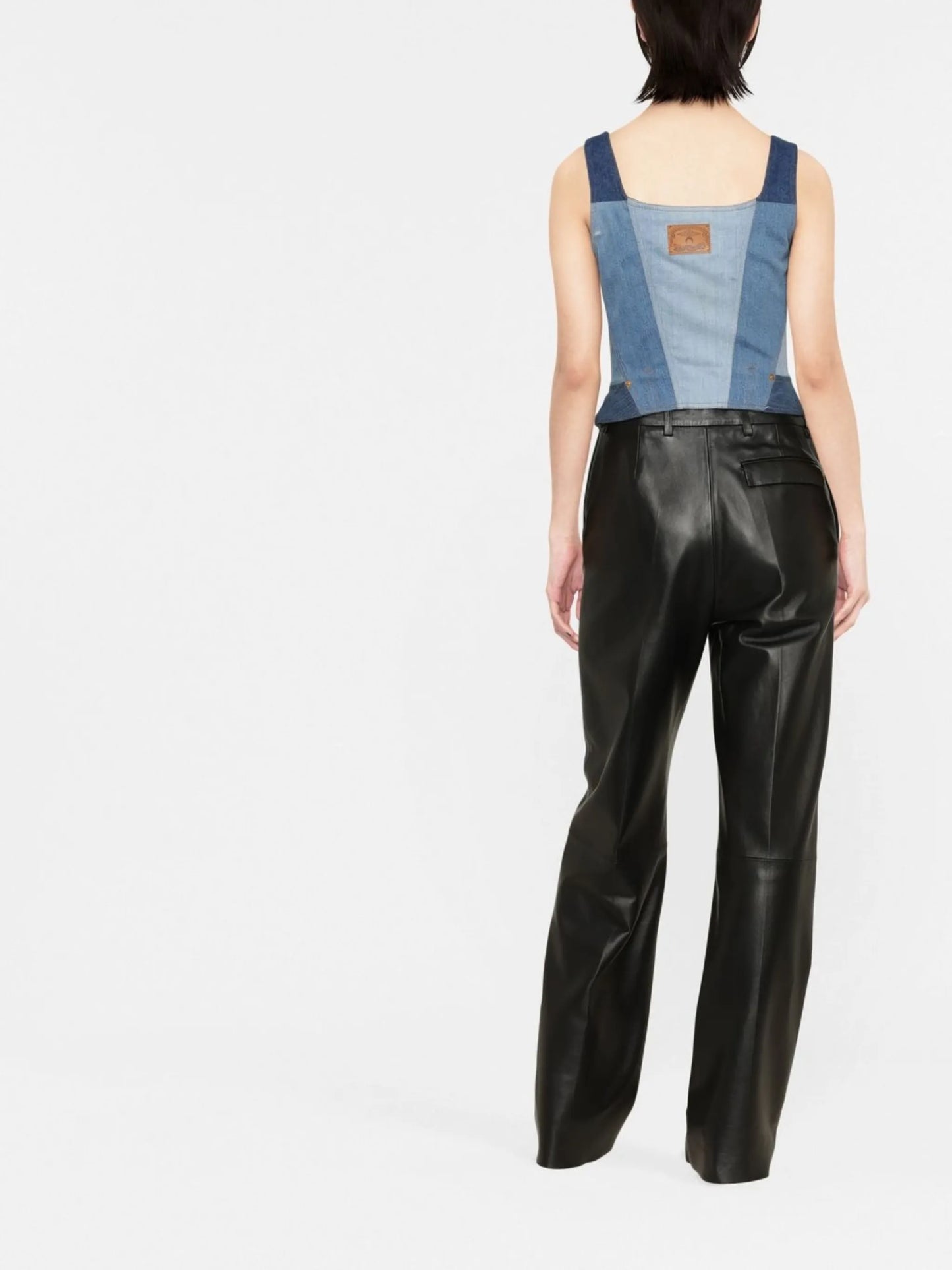 regenerated denim bustier top