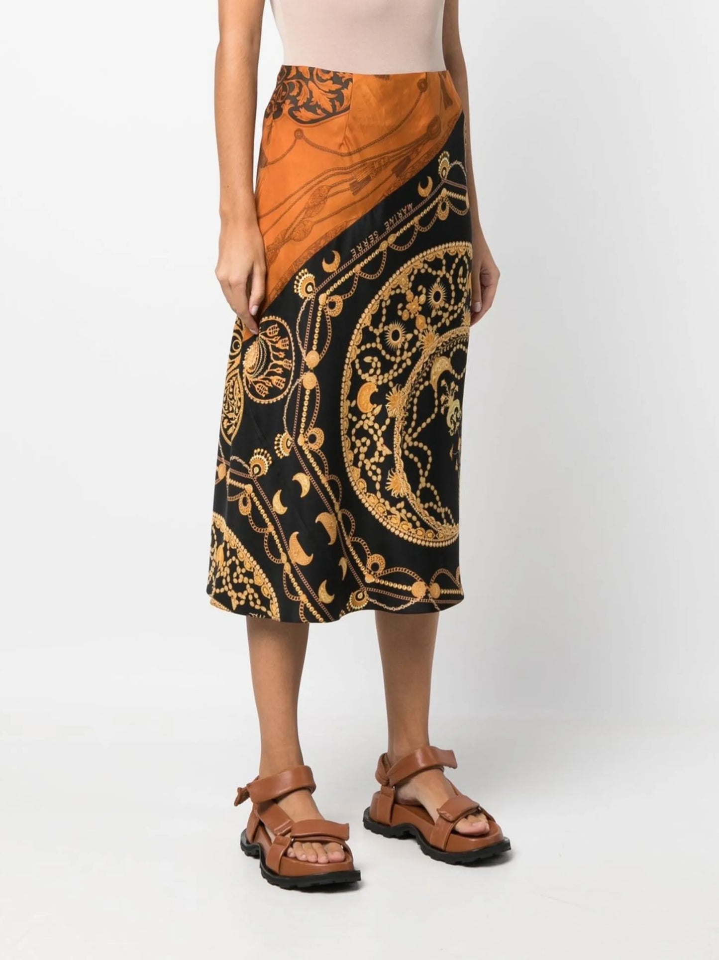 regenerated jewellery-print silk skirt