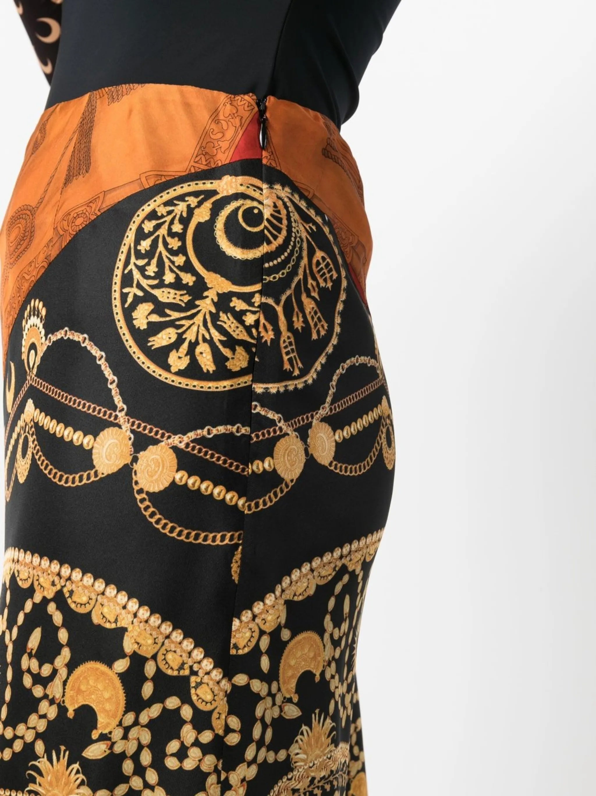 regenerated jewellery-print silk skirt