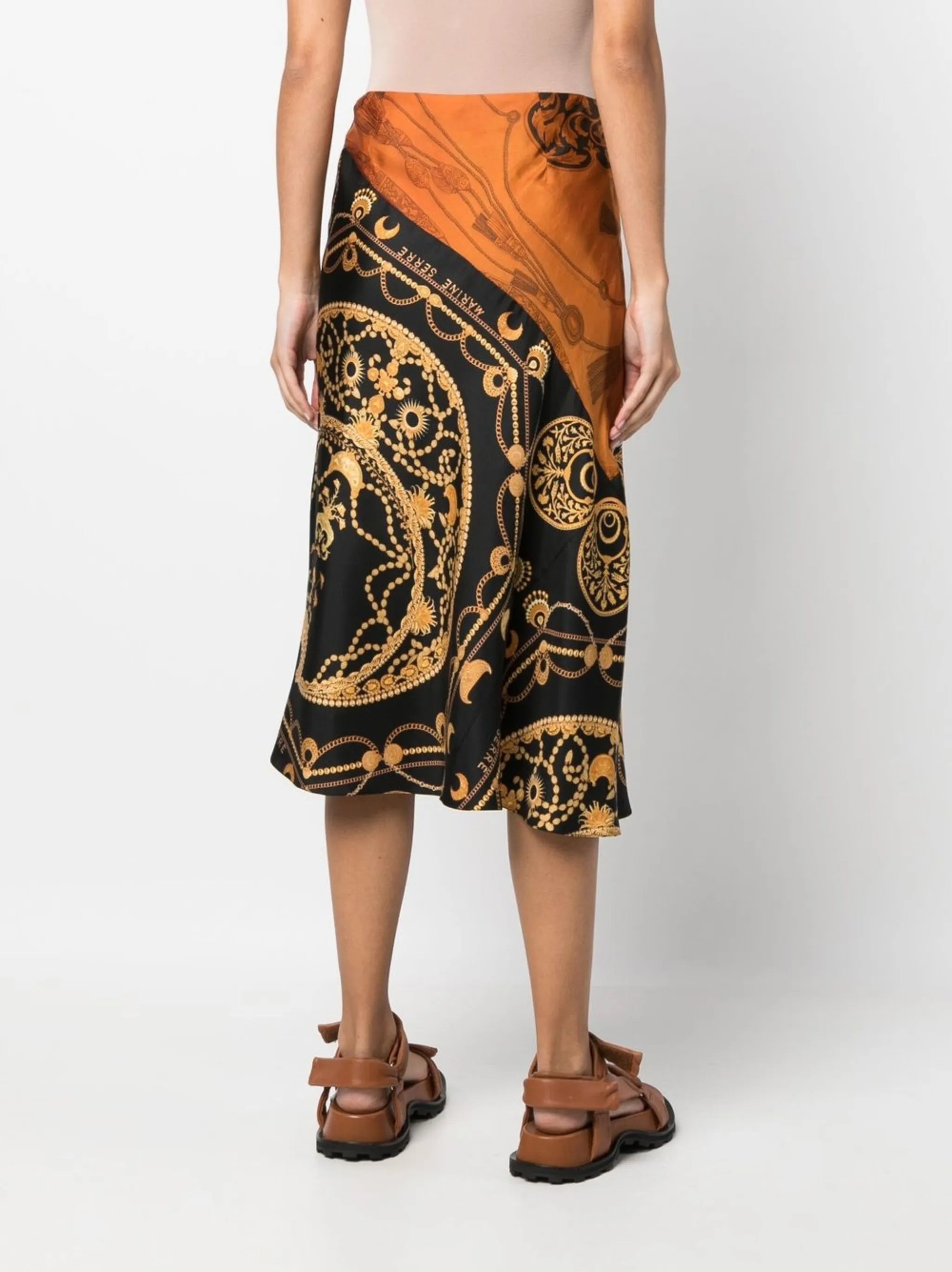 regenerated jewellery-print silk skirt