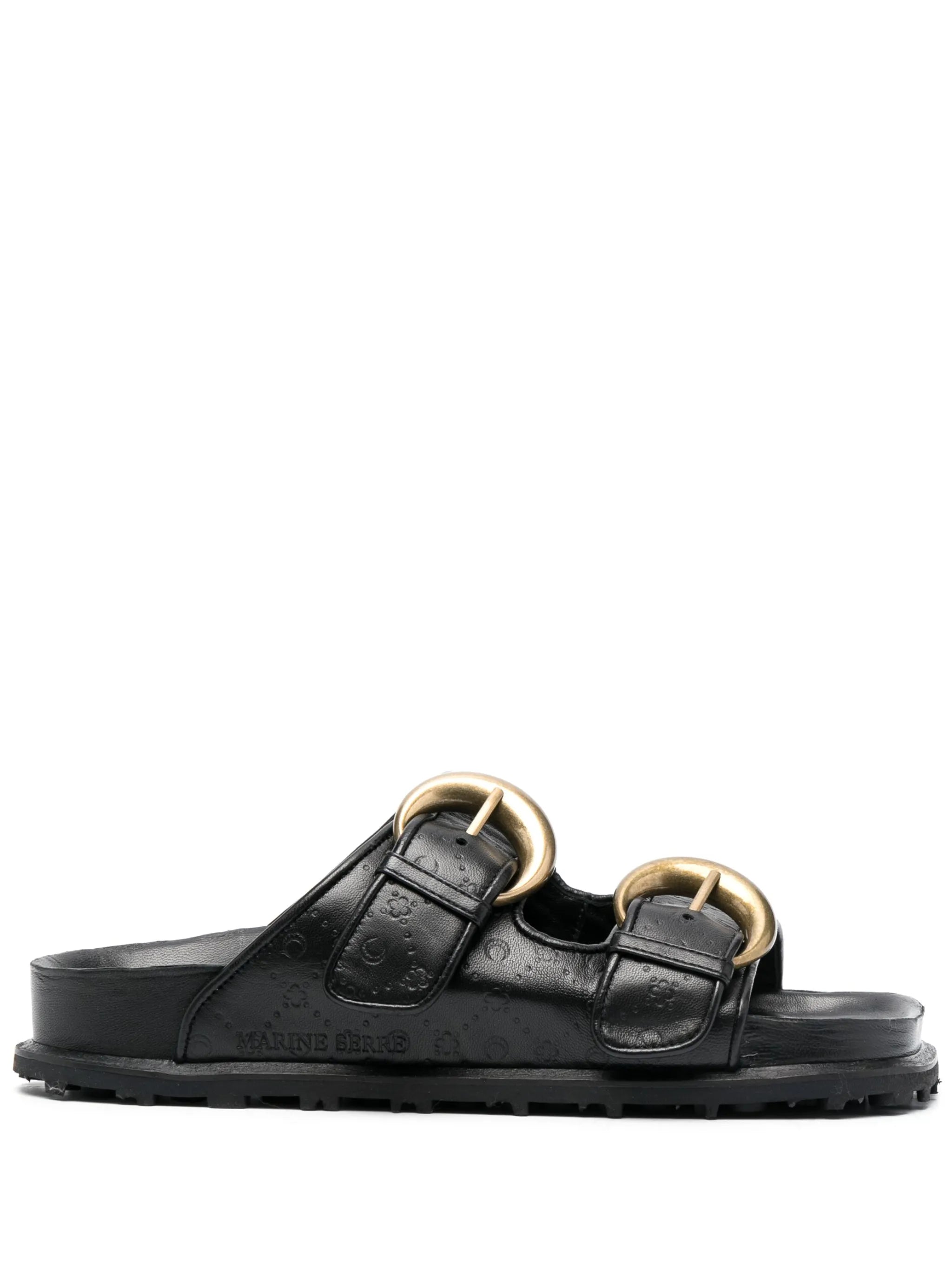 logo-debossed leather sandals