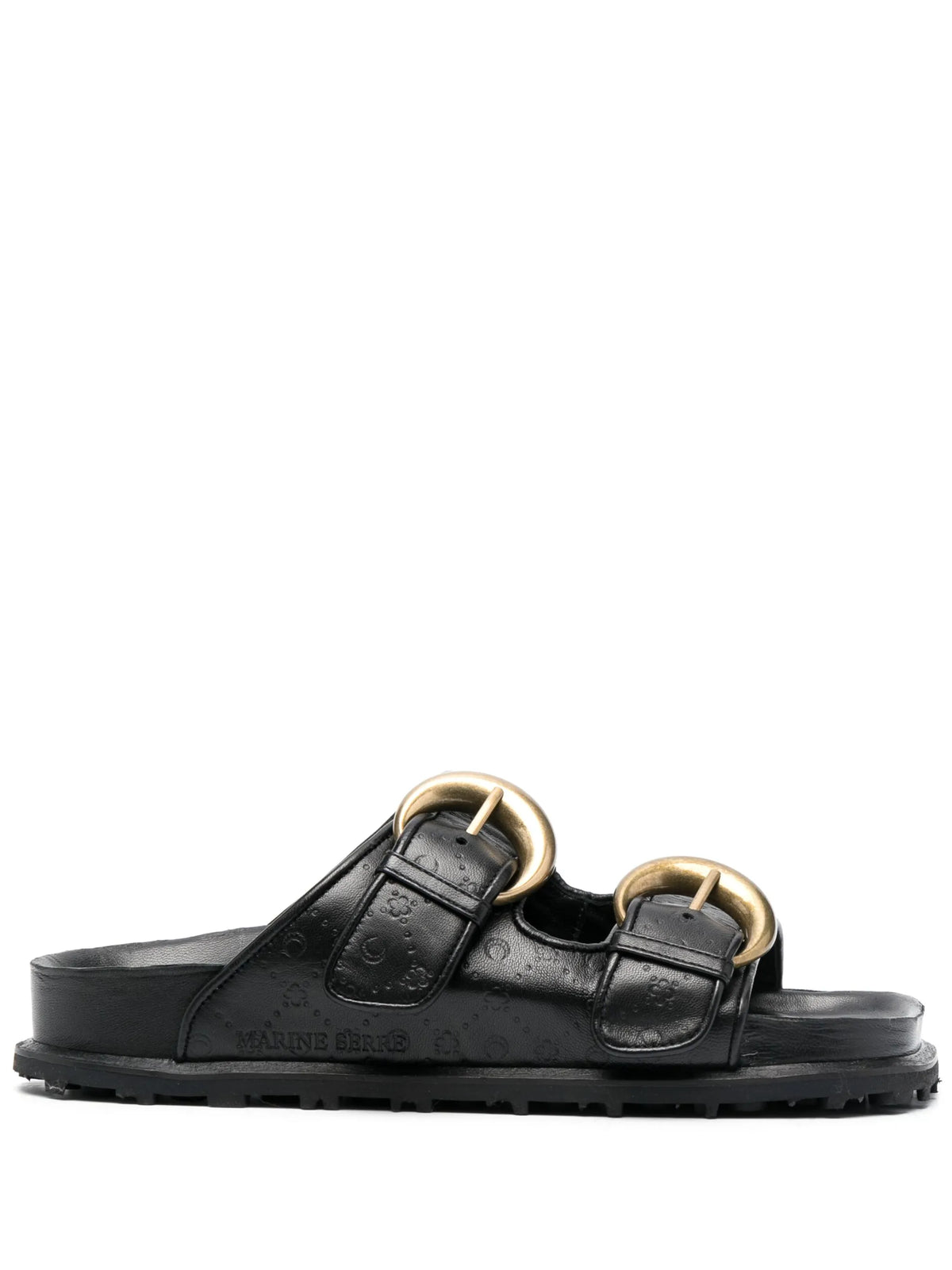 logo-debossed leather sandals