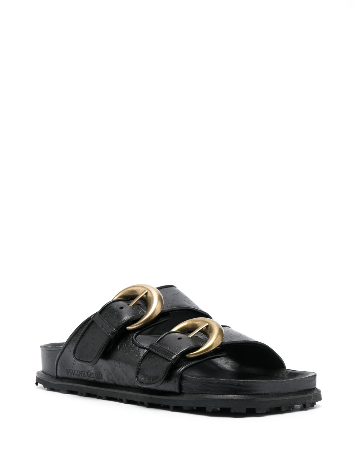 logo-debossed leather sandals