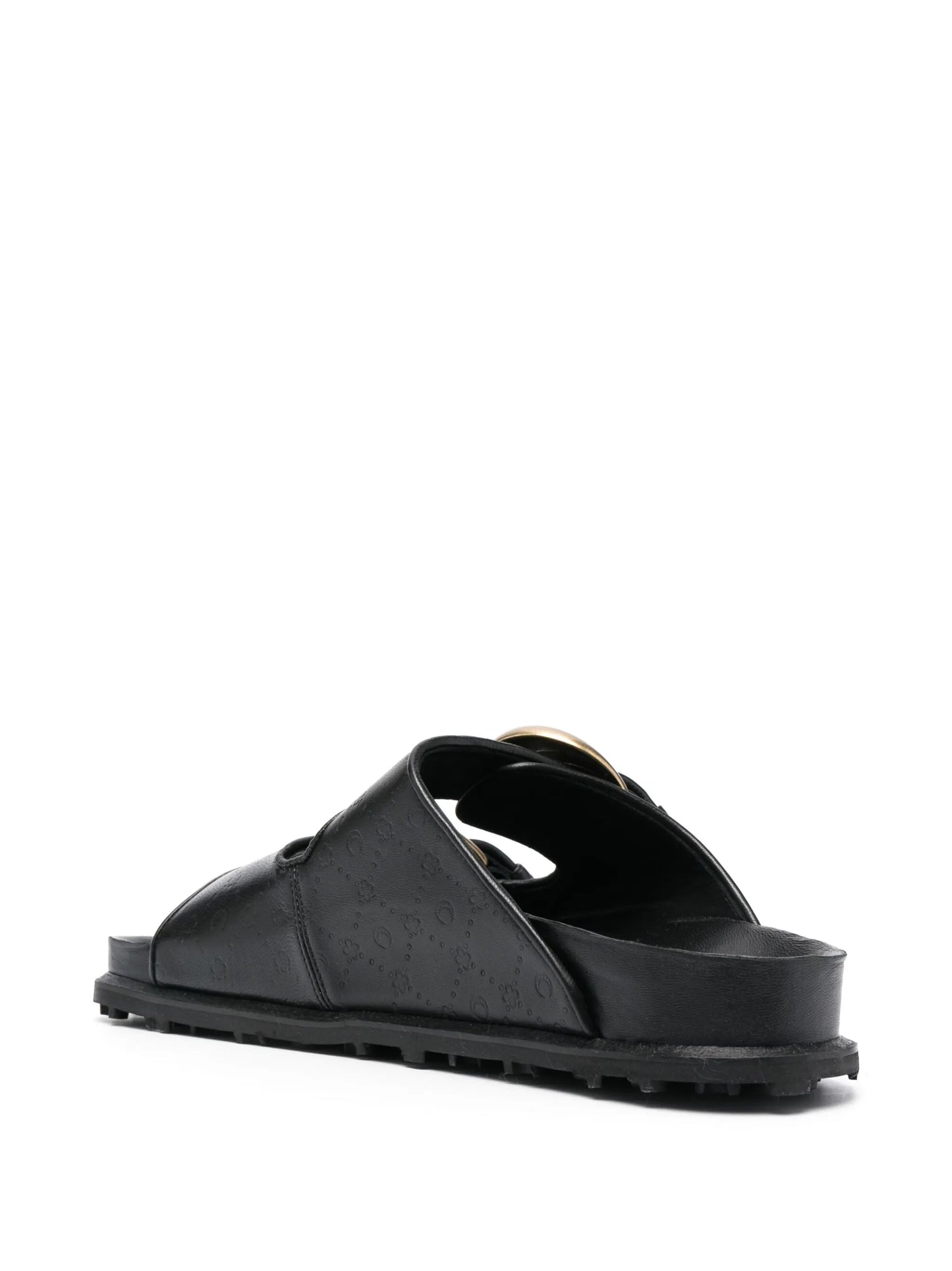 logo-debossed leather sandals