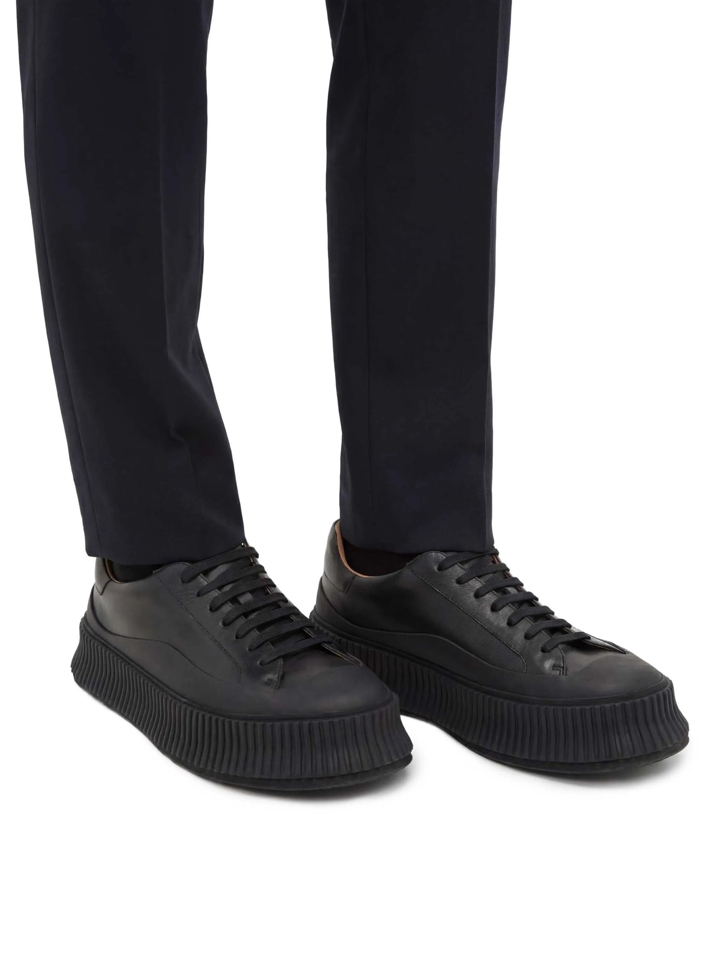 lace-up leather platform sneakers