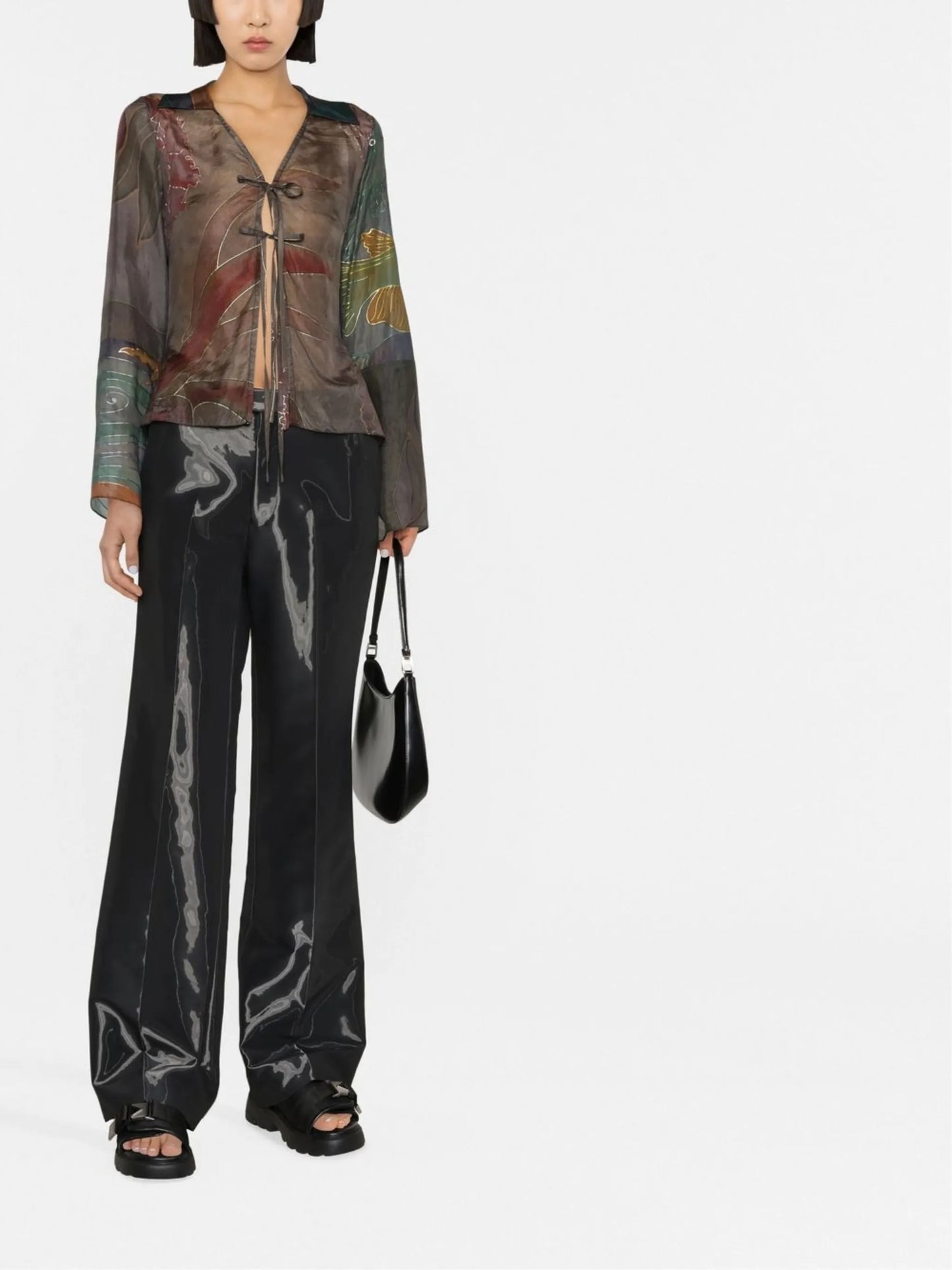 long-sleeve silk shirt