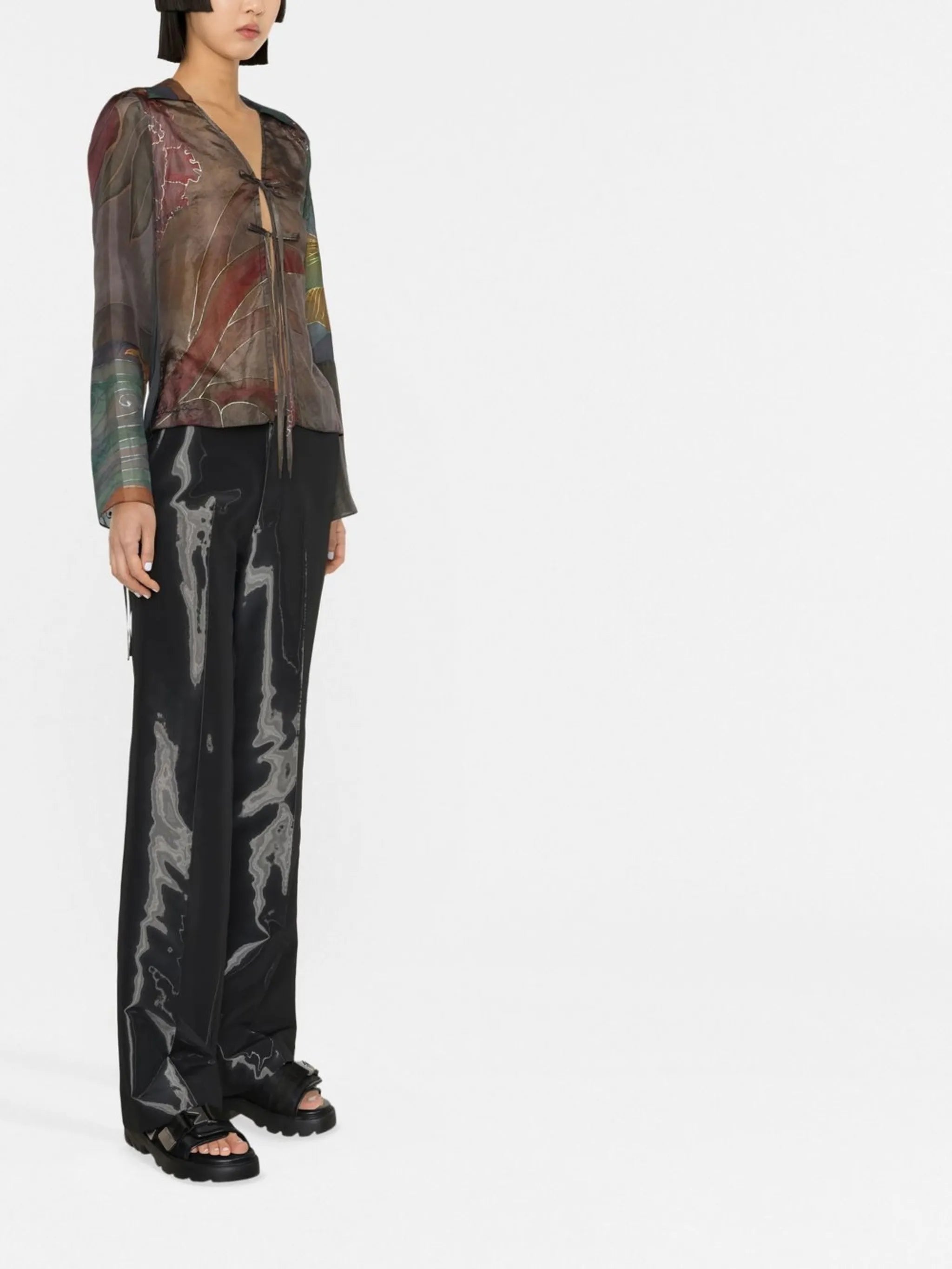 long-sleeve silk shirt