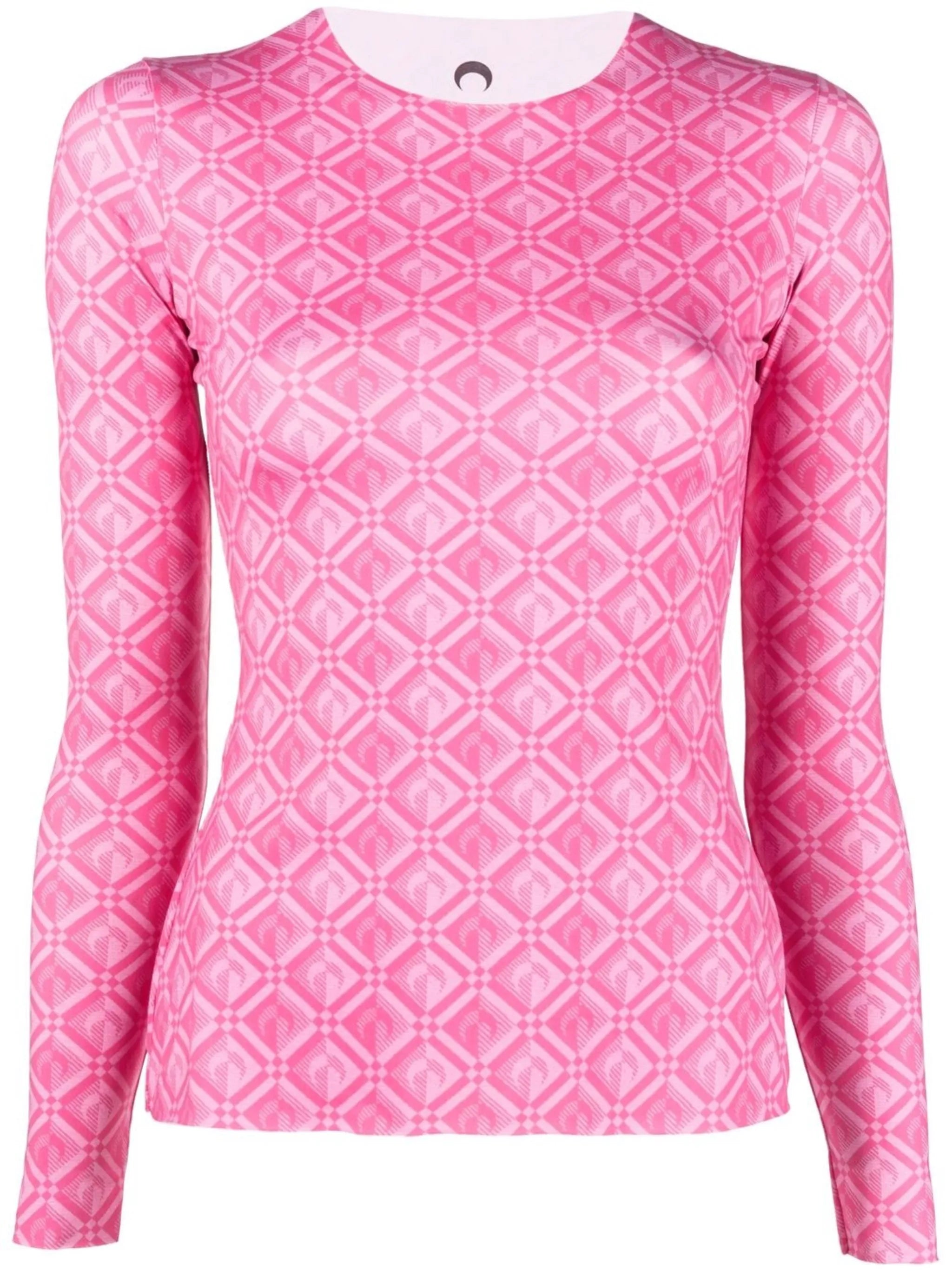 diamond-print long-sleeve top
