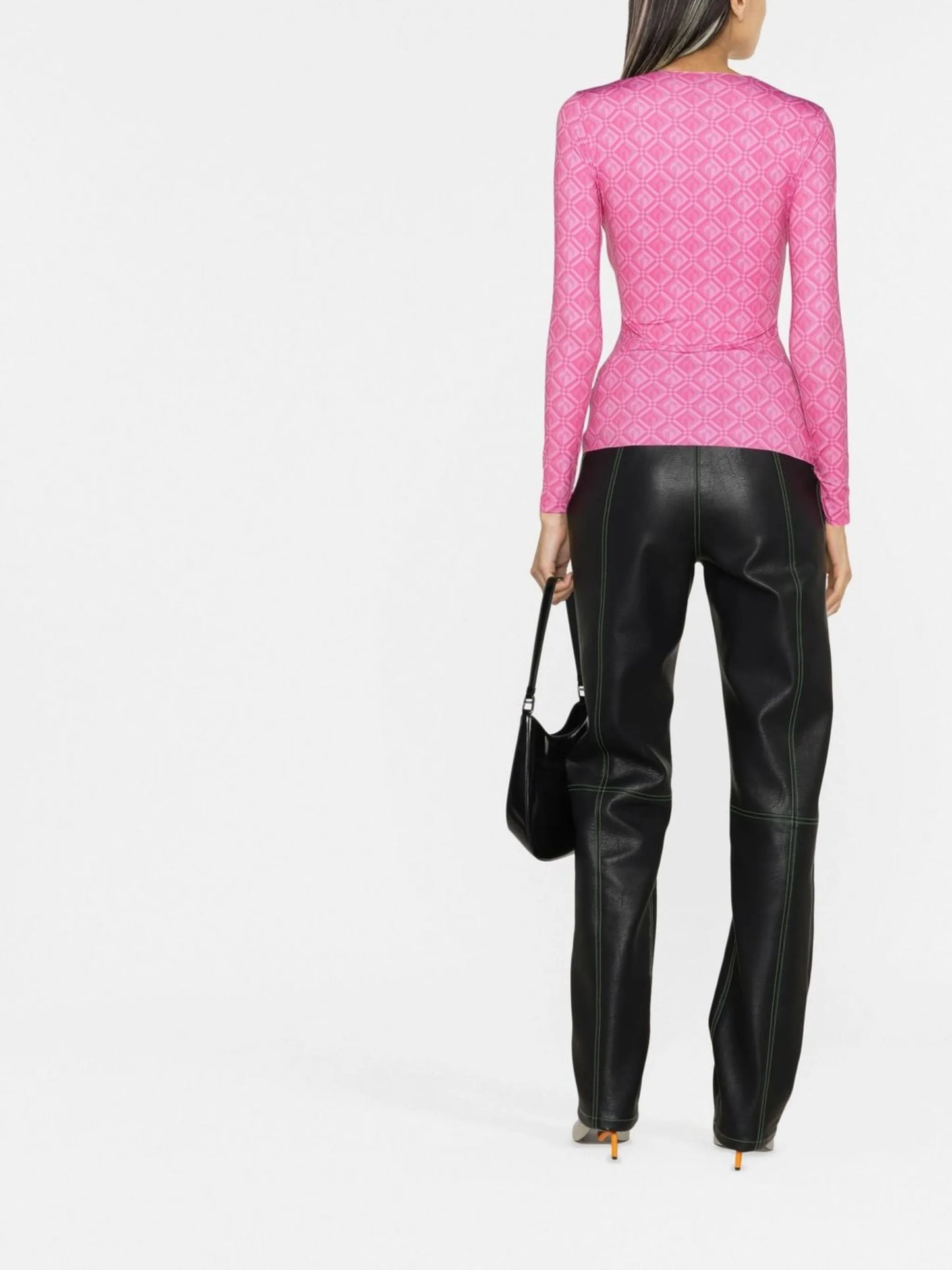 diamond-print long-sleeve top