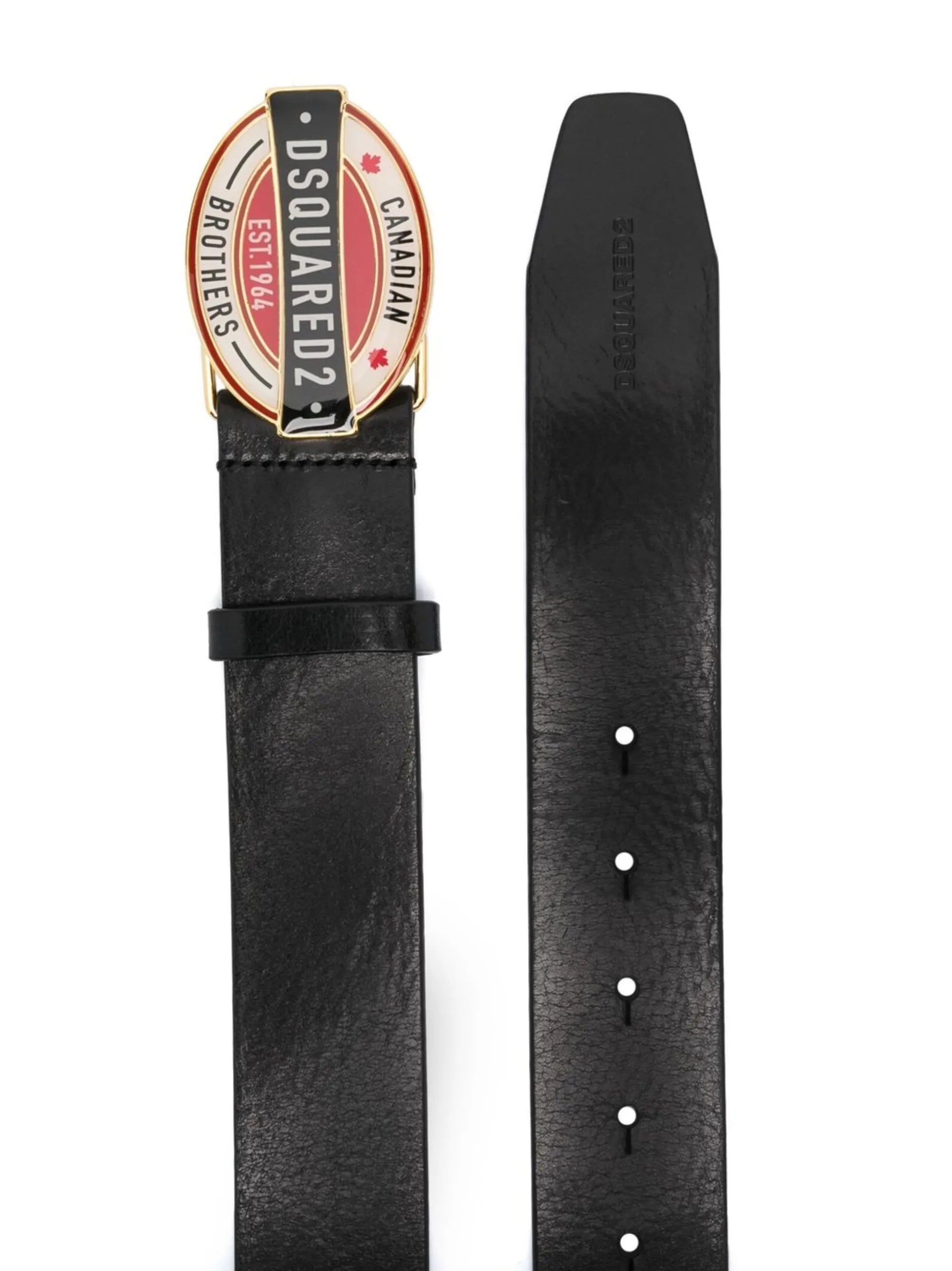 logo-buckle leather belt