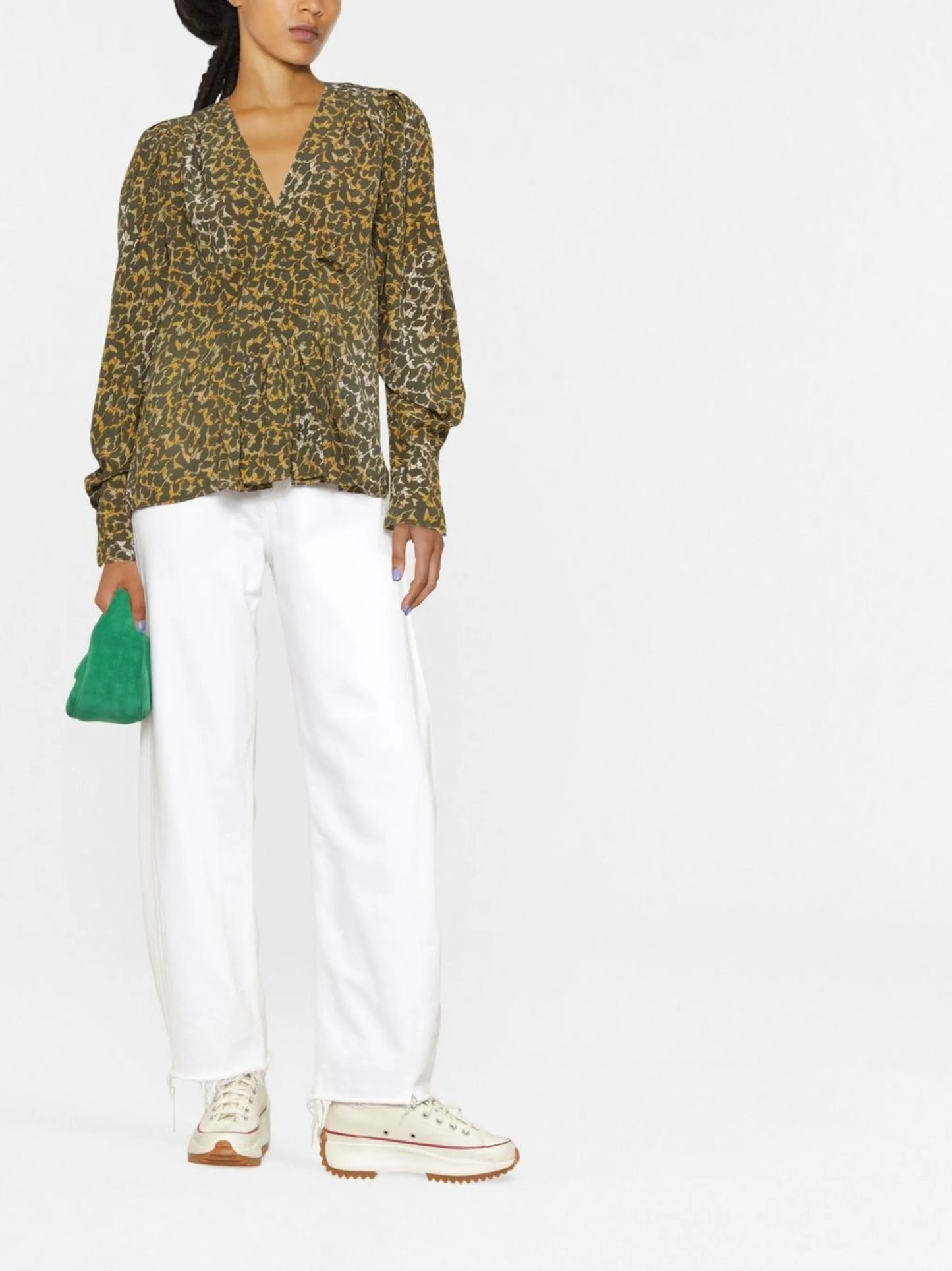 V-neck printed blouse
