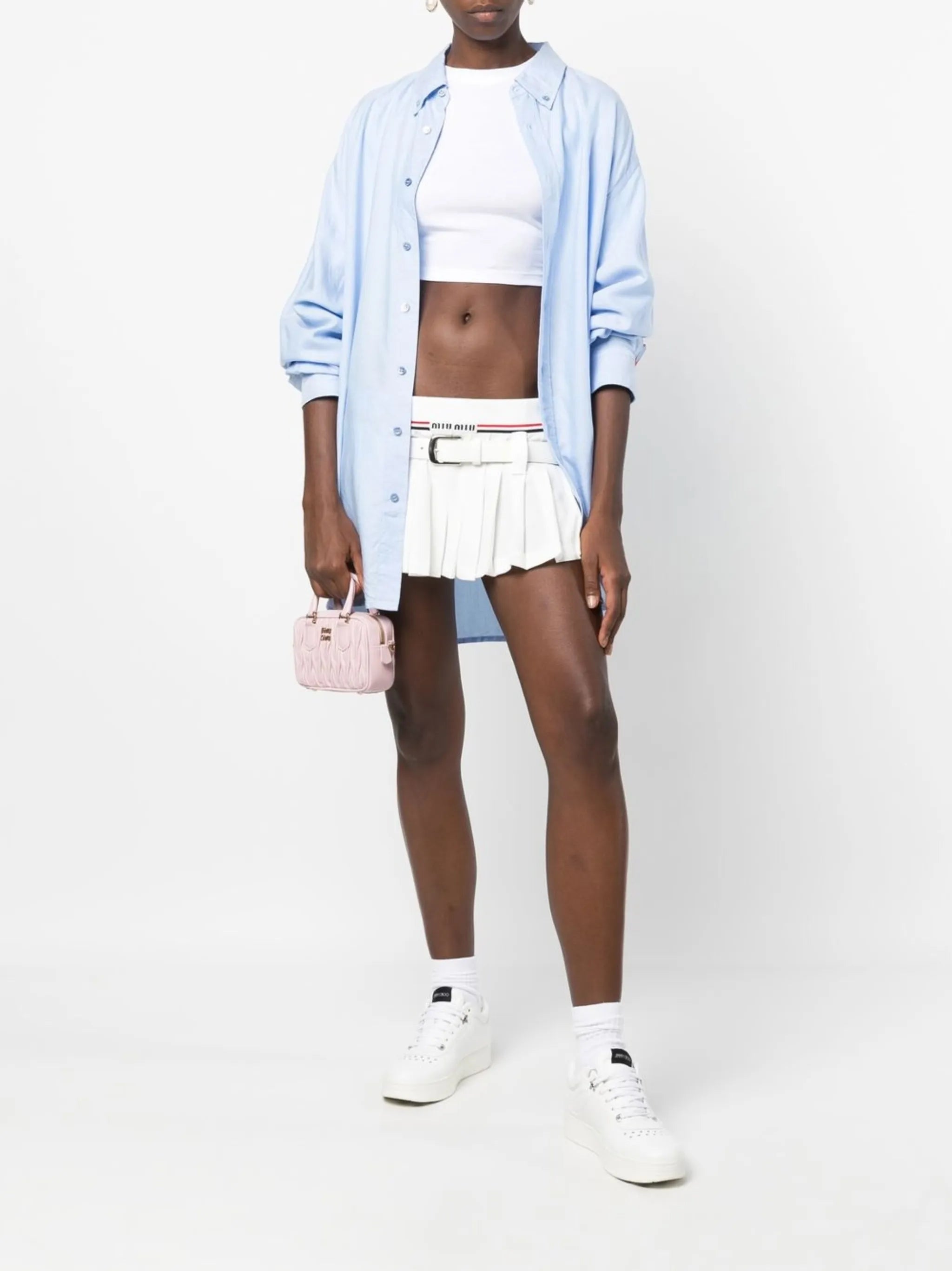 intarsia-logo pleated skirt
