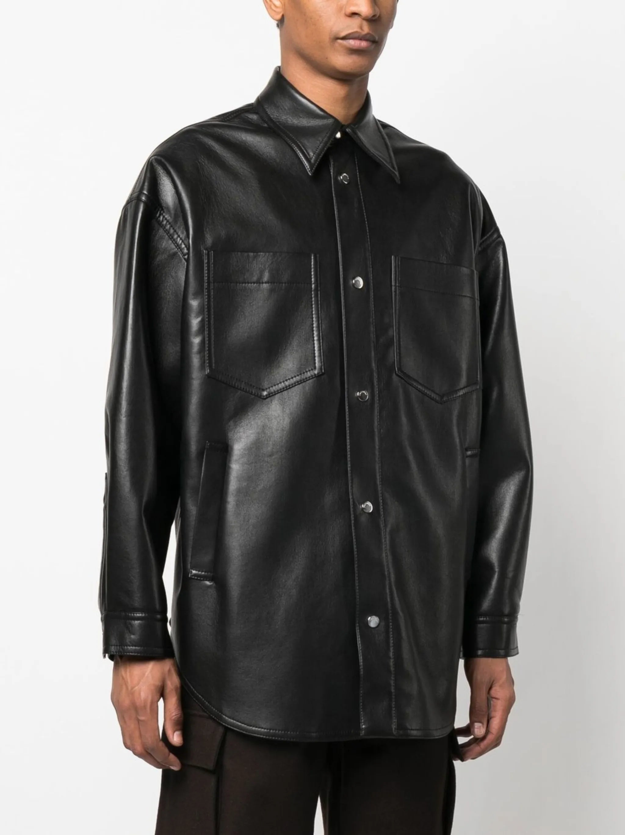 Black Martin Faux Leather Shirt