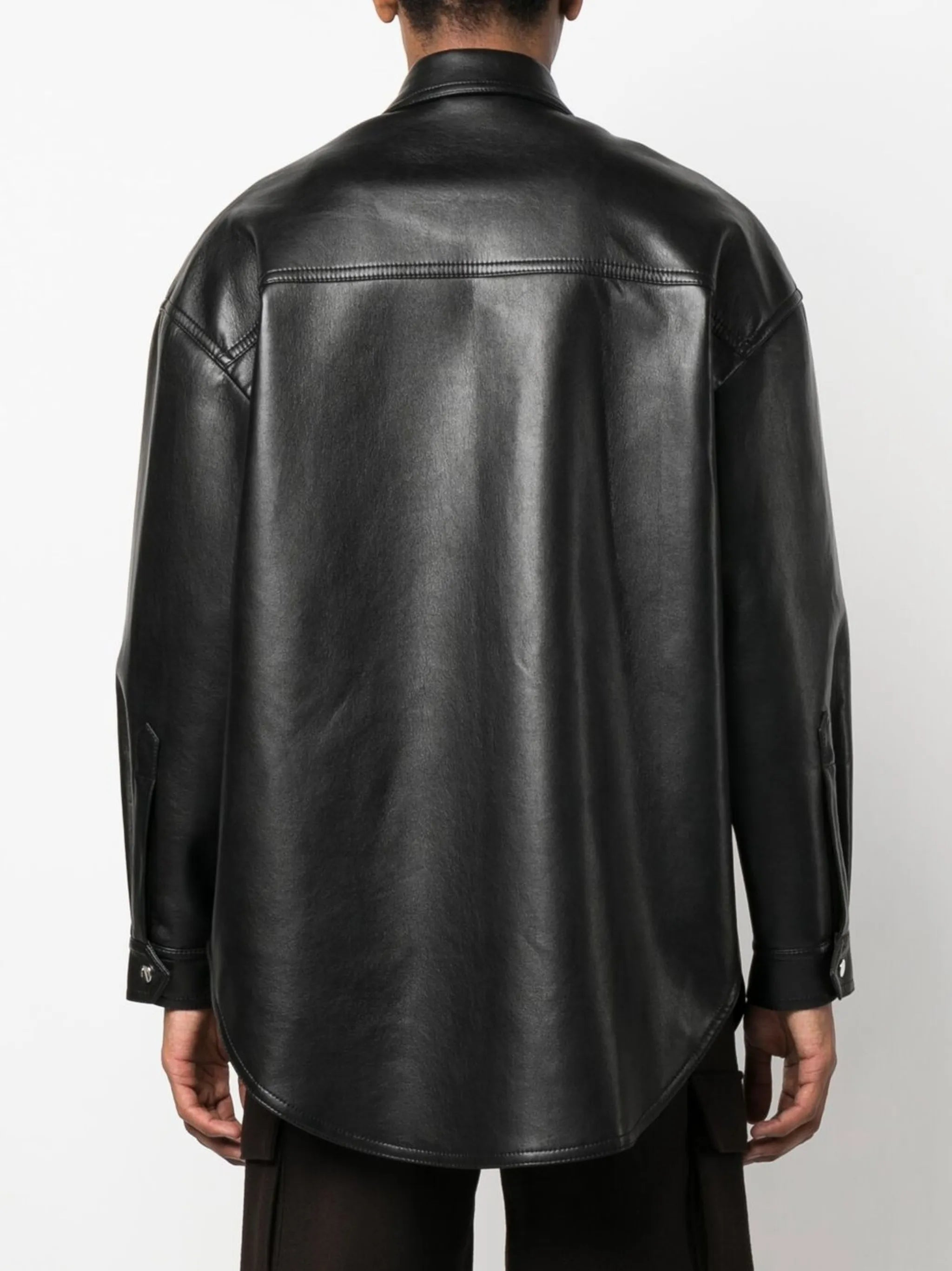 Black Martin Faux Leather Shirt