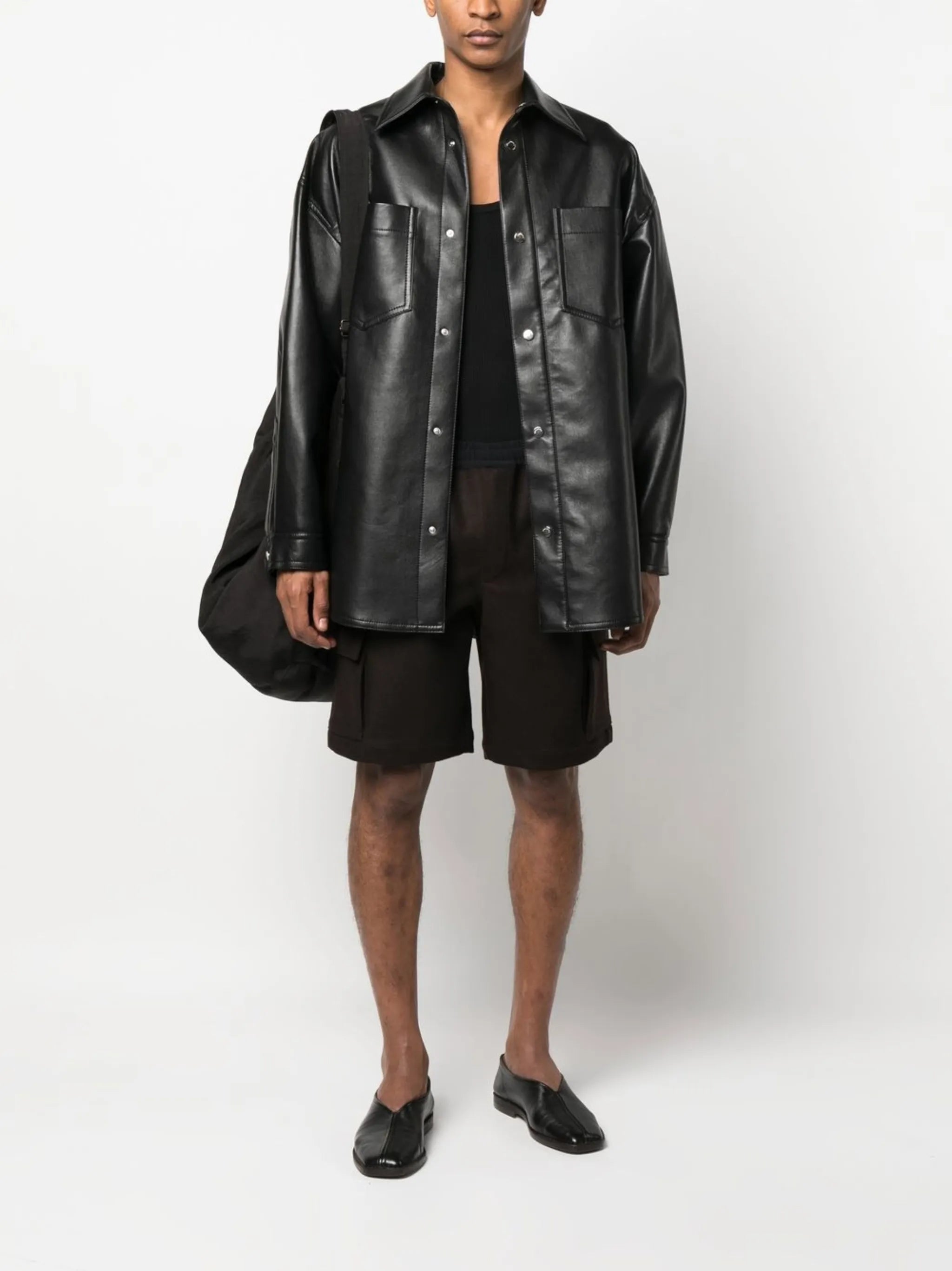 Black Martin Faux Leather Shirt