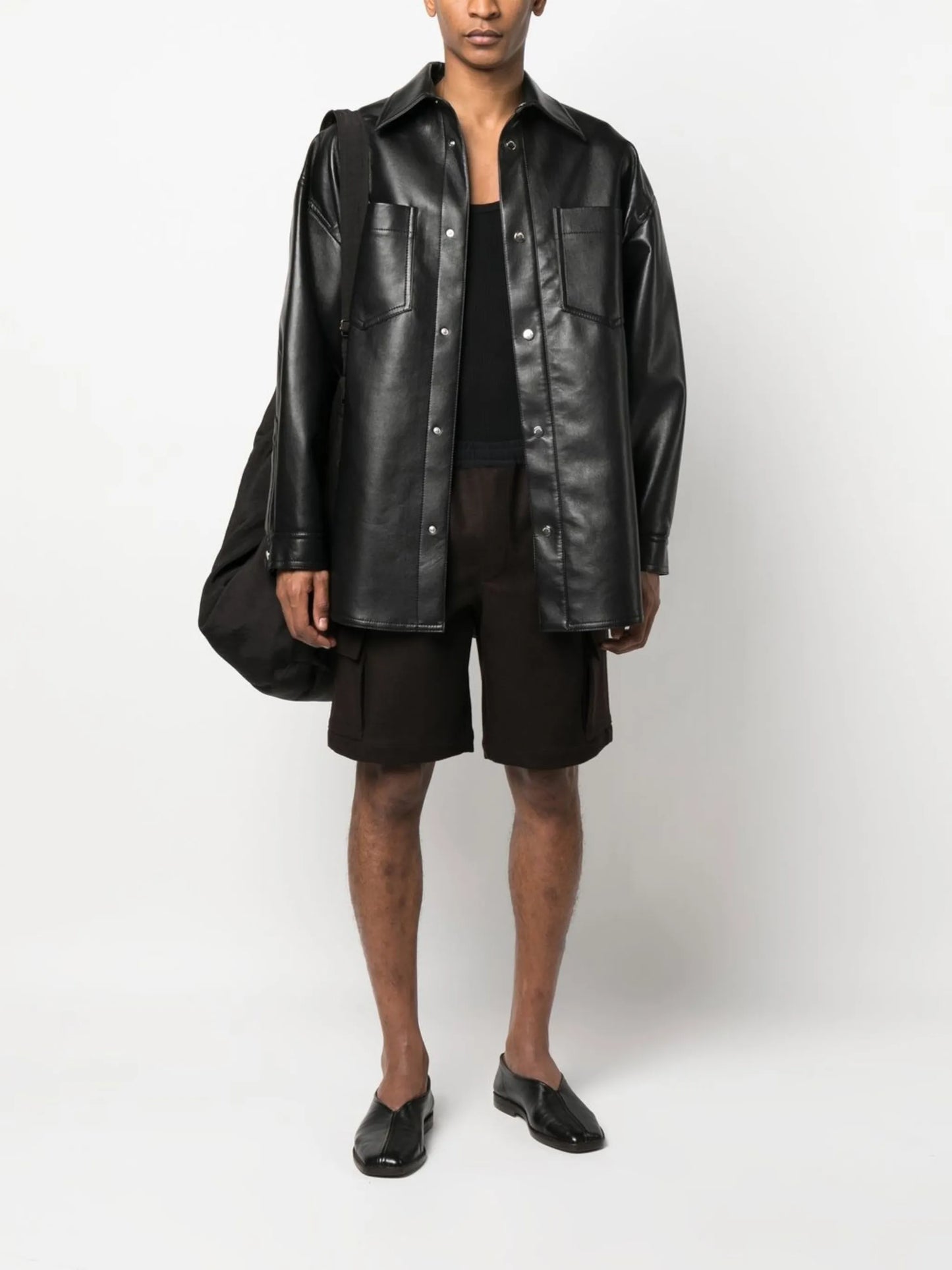 Black Martin Faux Leather Shirt