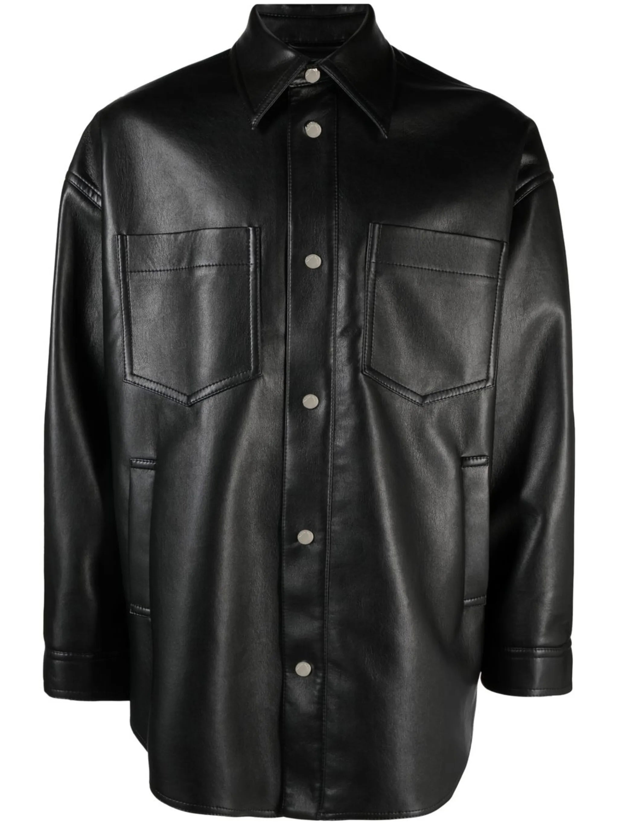 Black Martin Faux Leather Shirt