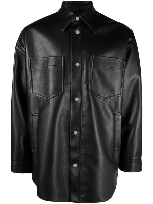 Black Martin Faux Leather Shirt