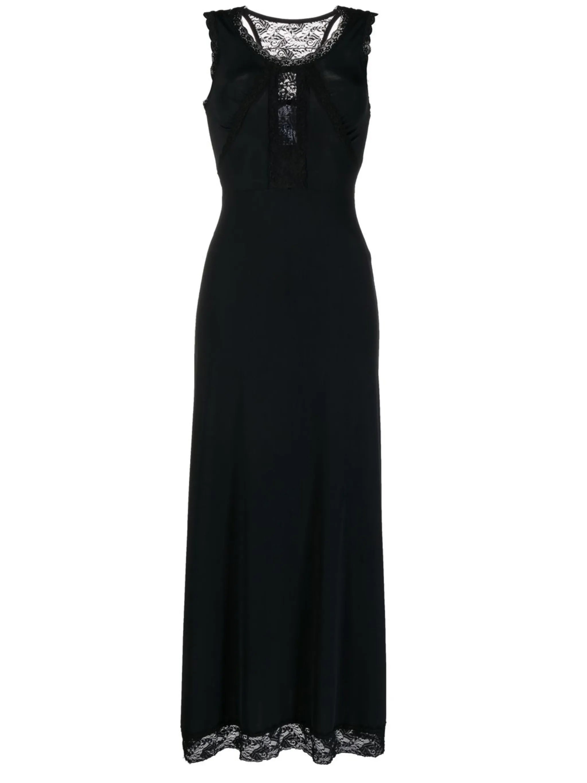 lace-trimmed midi dress