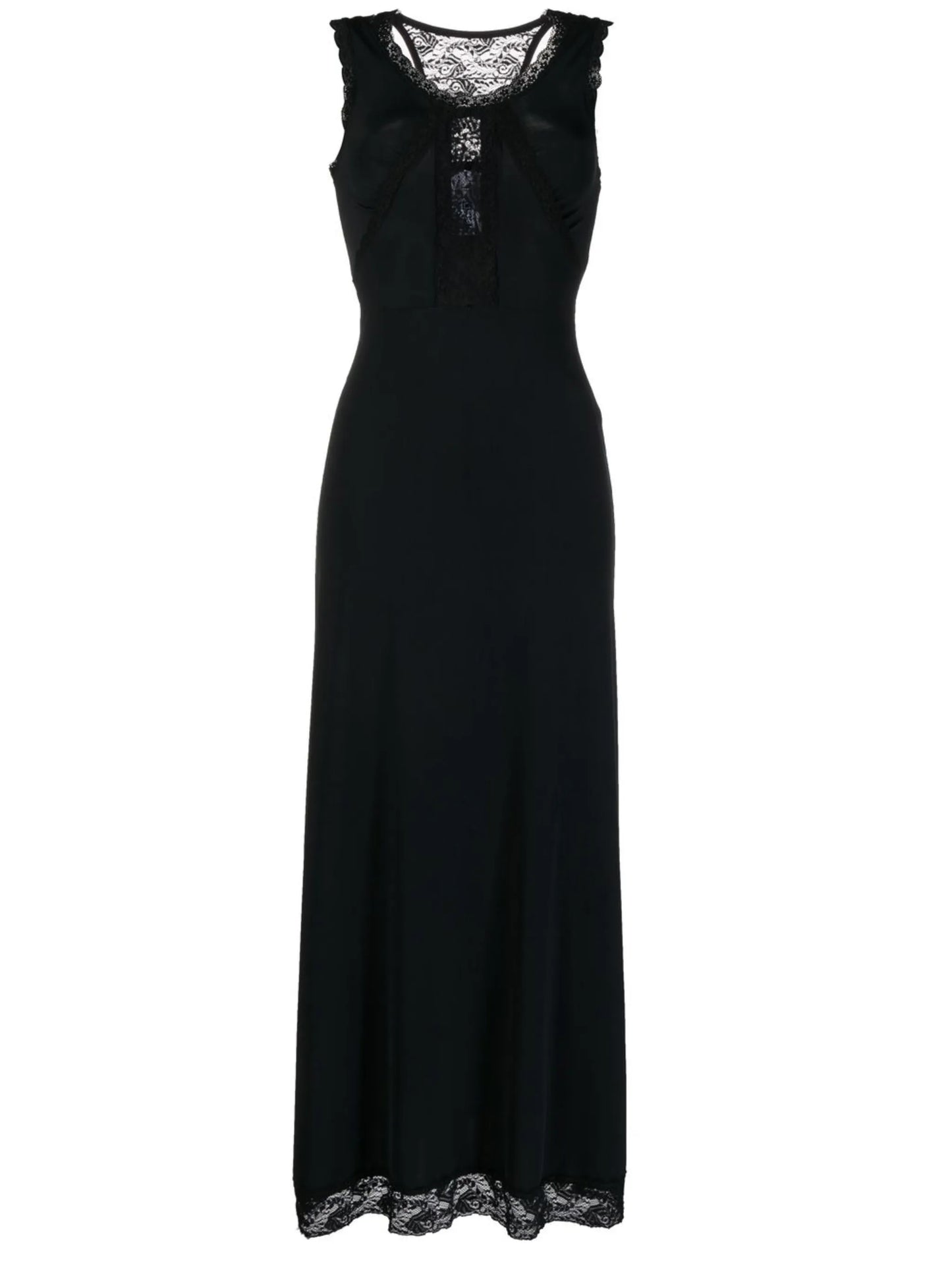 lace-trimmed midi dress