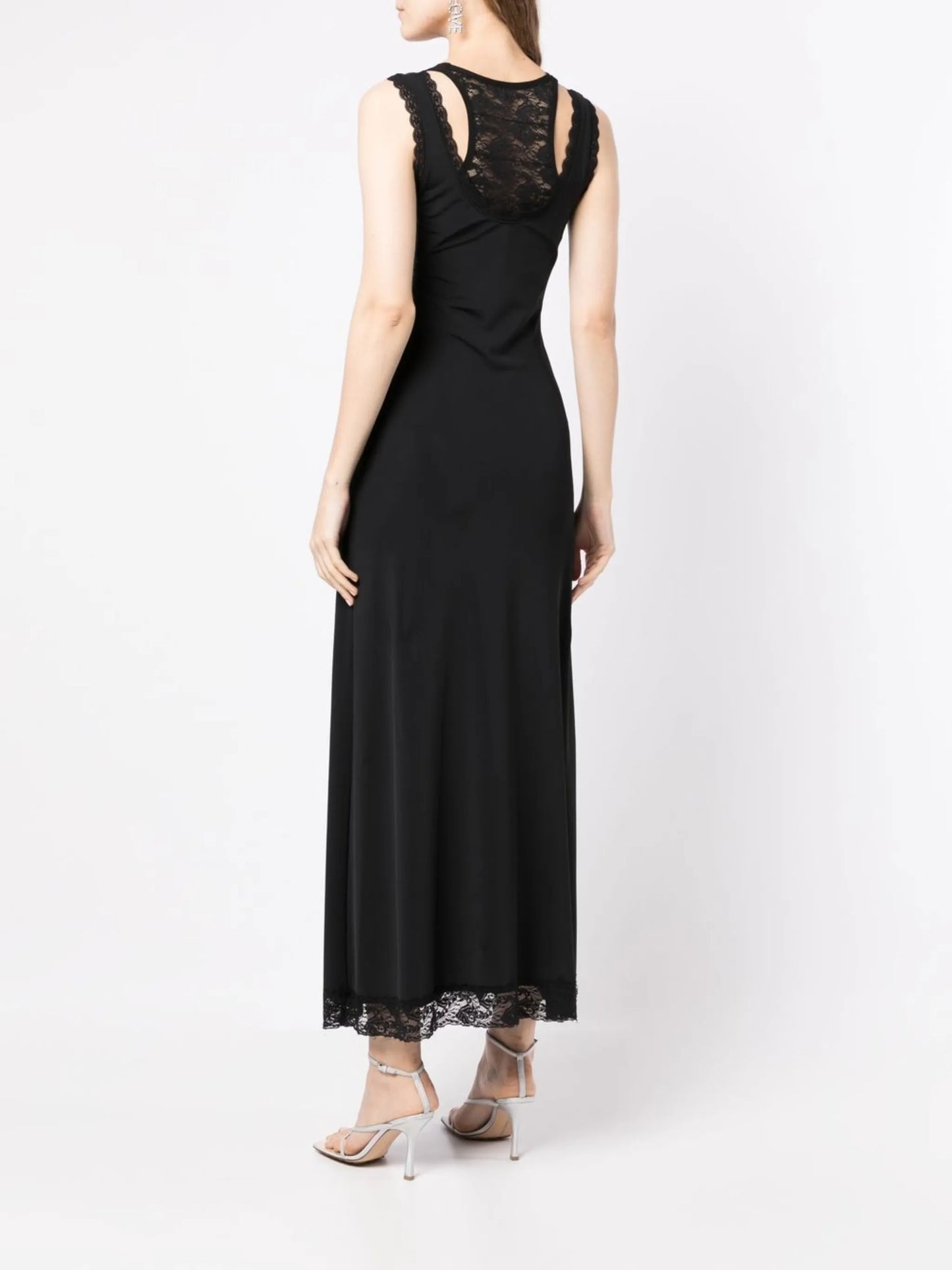 lace-trimmed midi dress