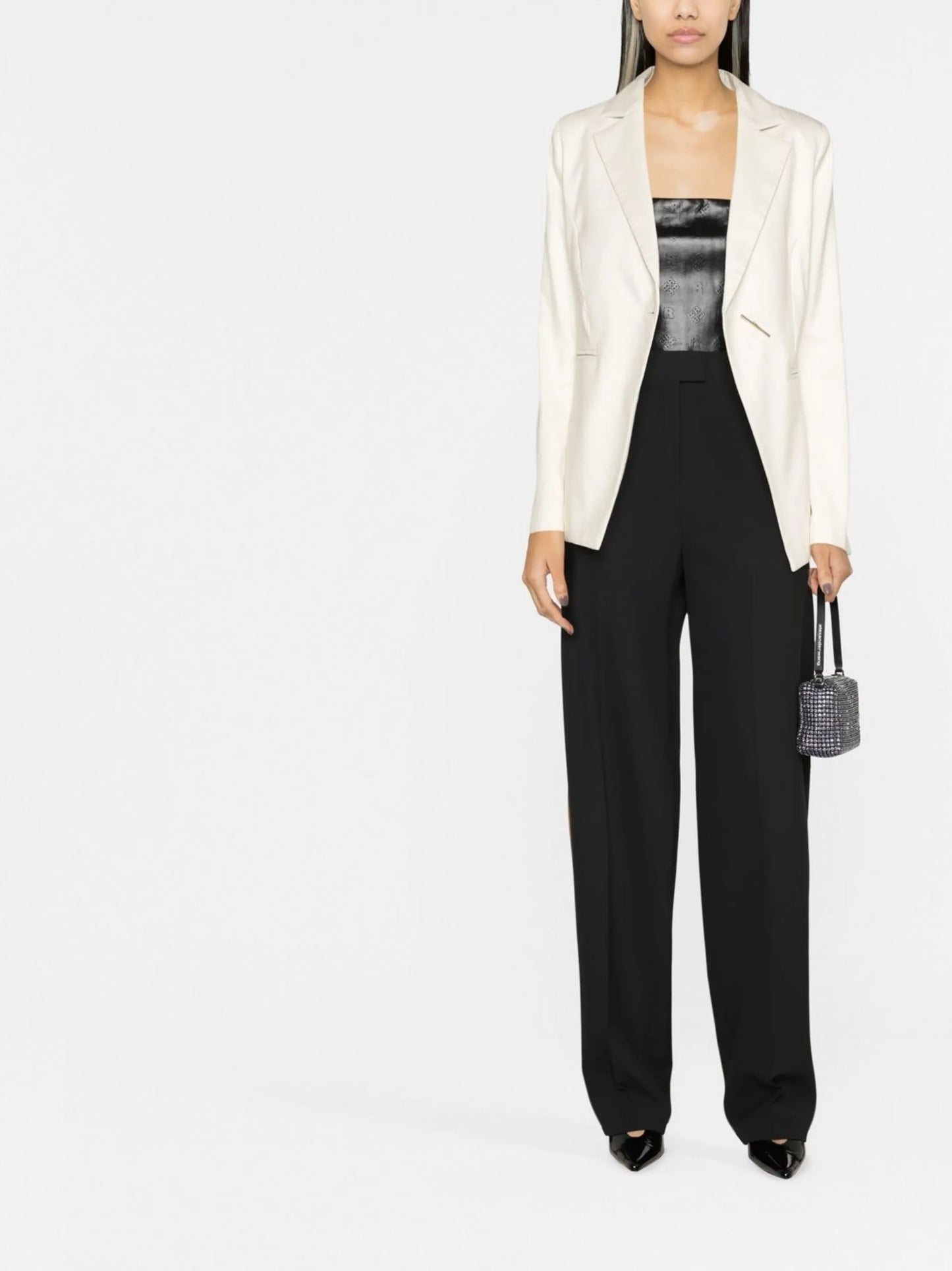 Emili logo-embossed strapless crop top