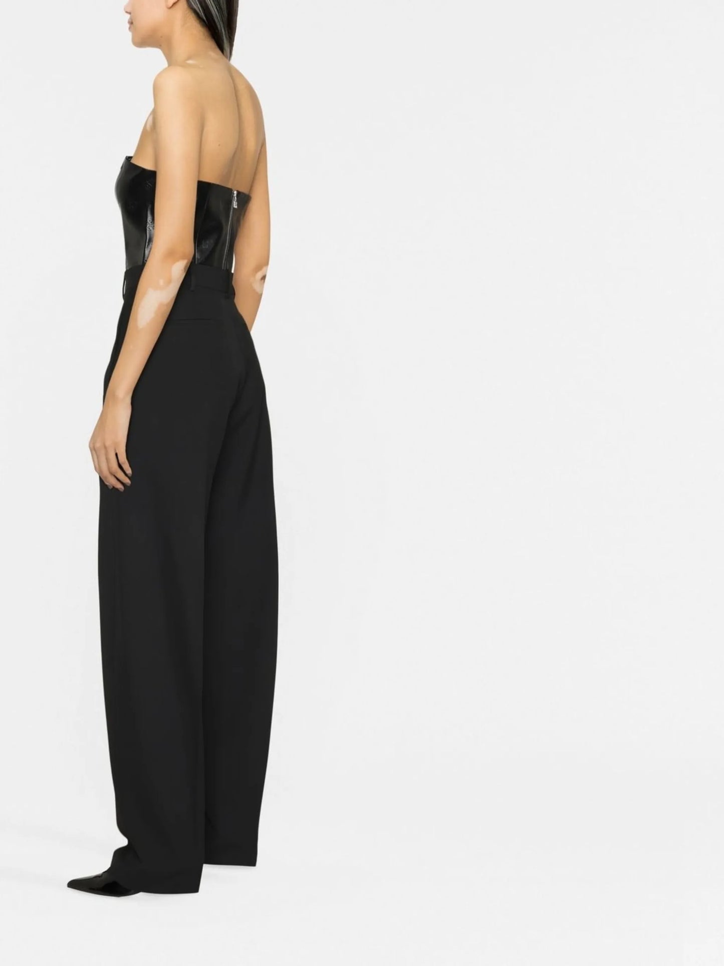 Emili logo-embossed strapless crop top
