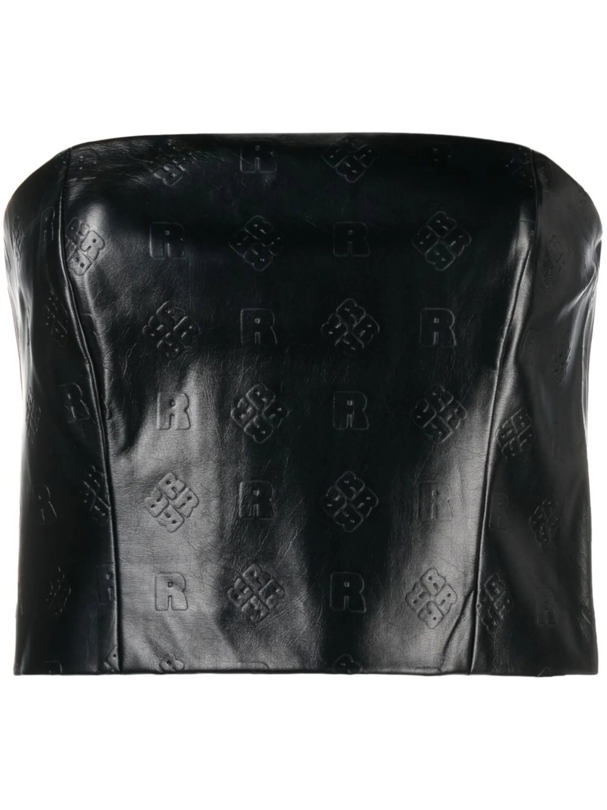 Emili logo-embossed strapless crop top