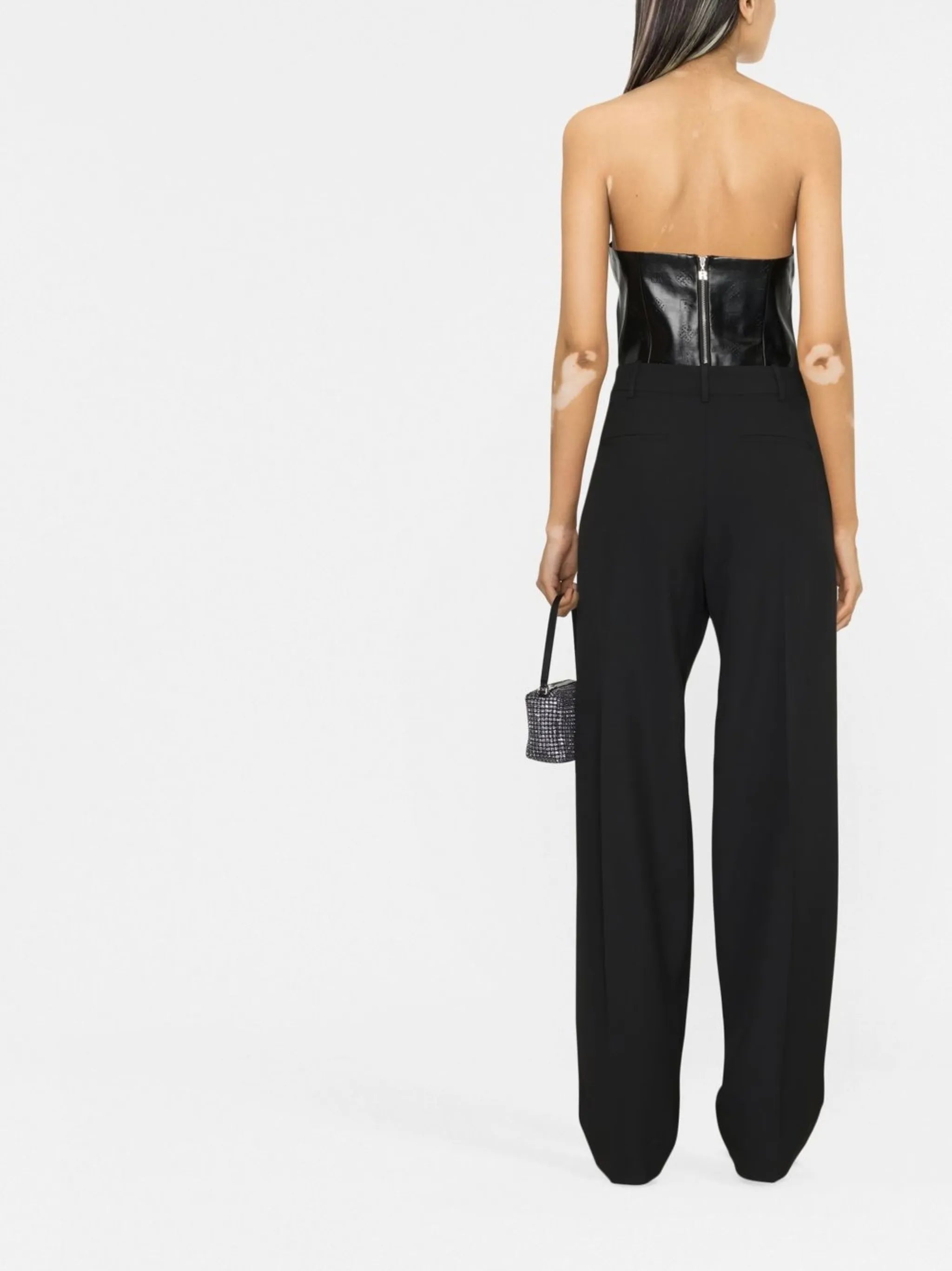 Emili logo-embossed strapless crop top