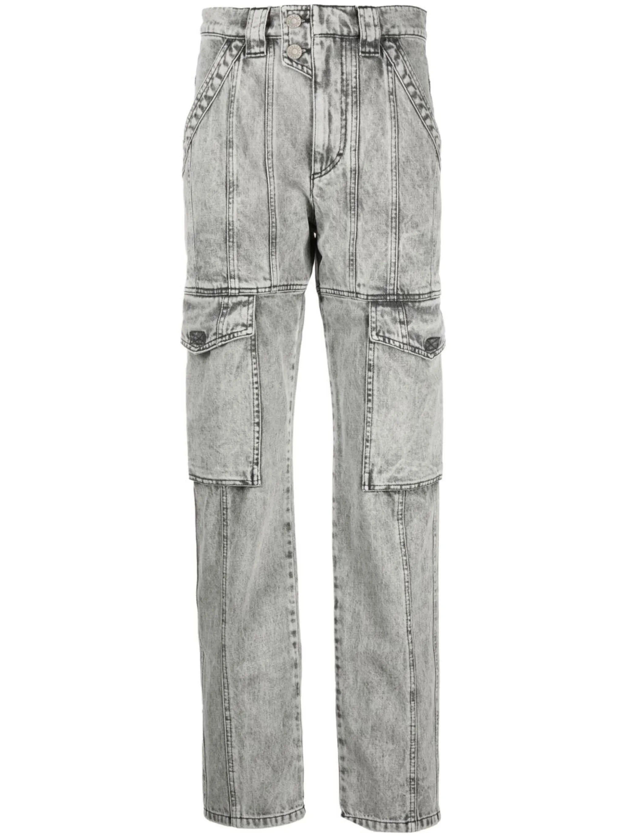 distressed-finish denim jeans