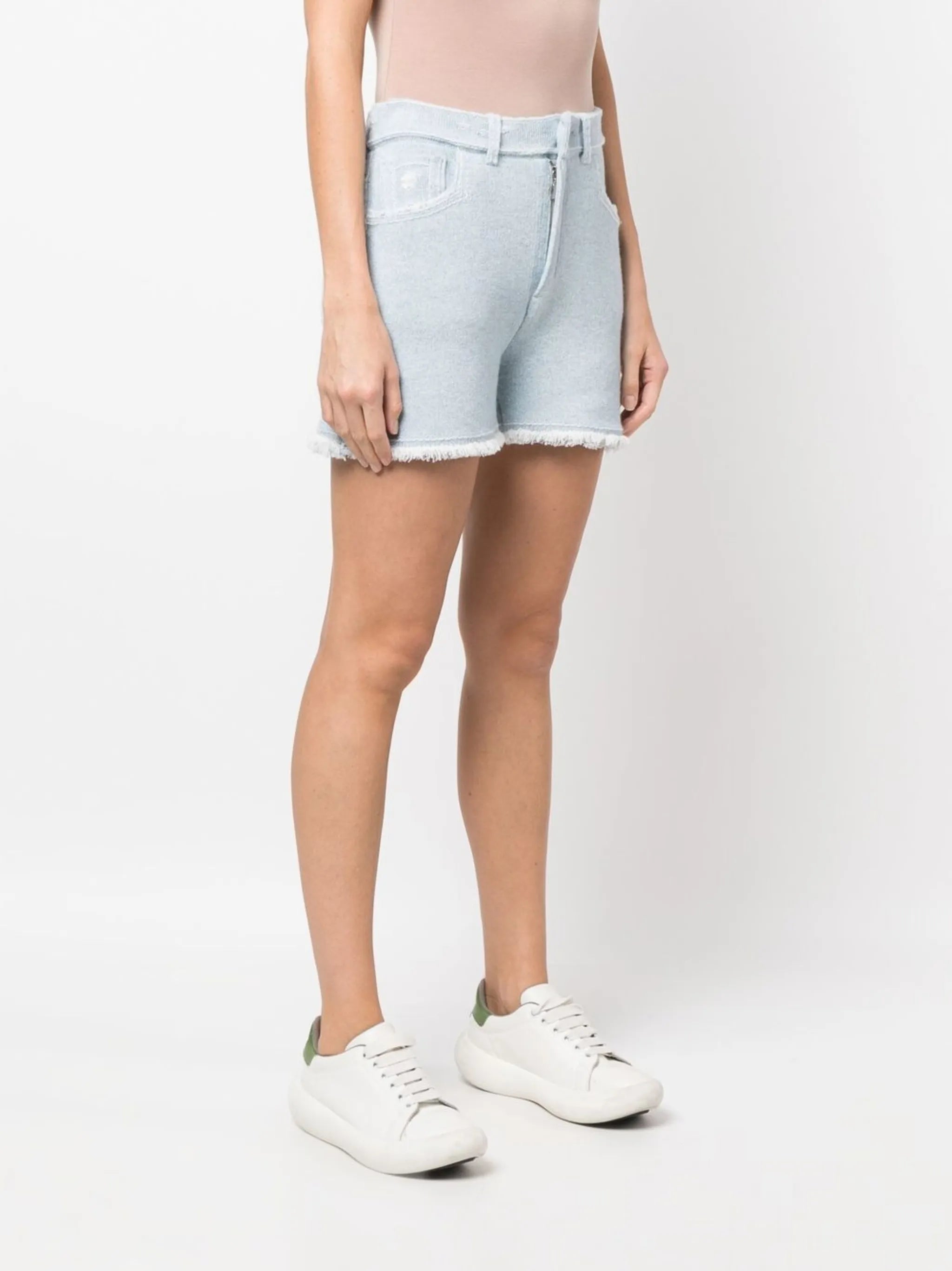 fine-knit fringe-detail shorts