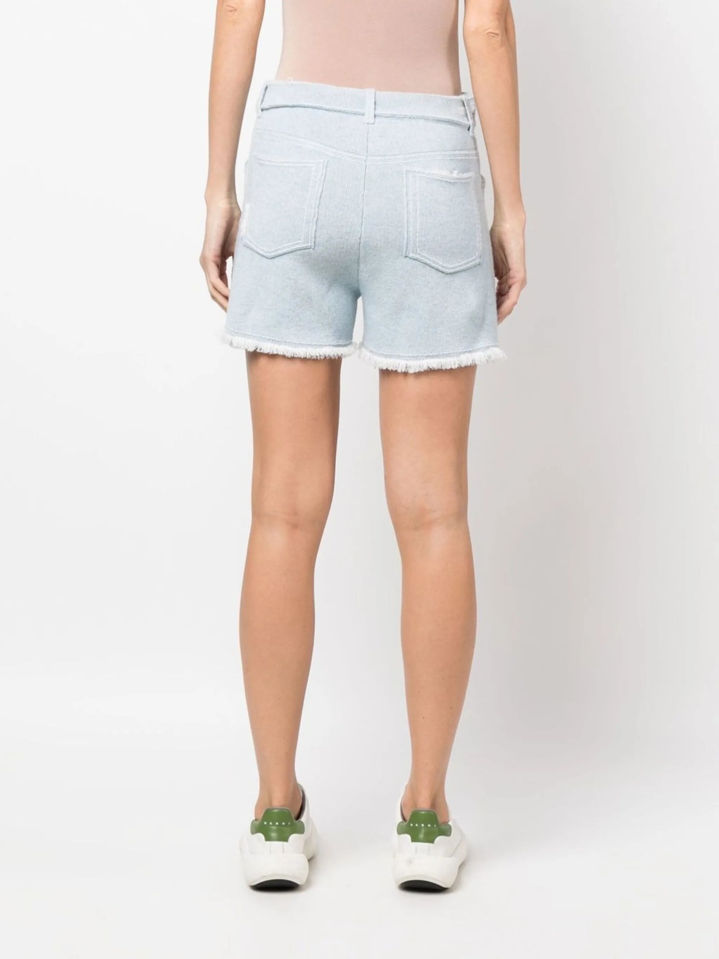 fine-knit fringe-detail shorts